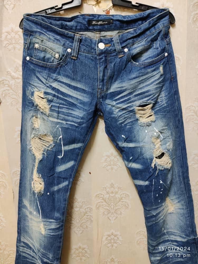 Japanese Brand ROOTS THREE JEANS DISTRESSED AVANT GARDE Size US 35 - 13 Thumbnail
