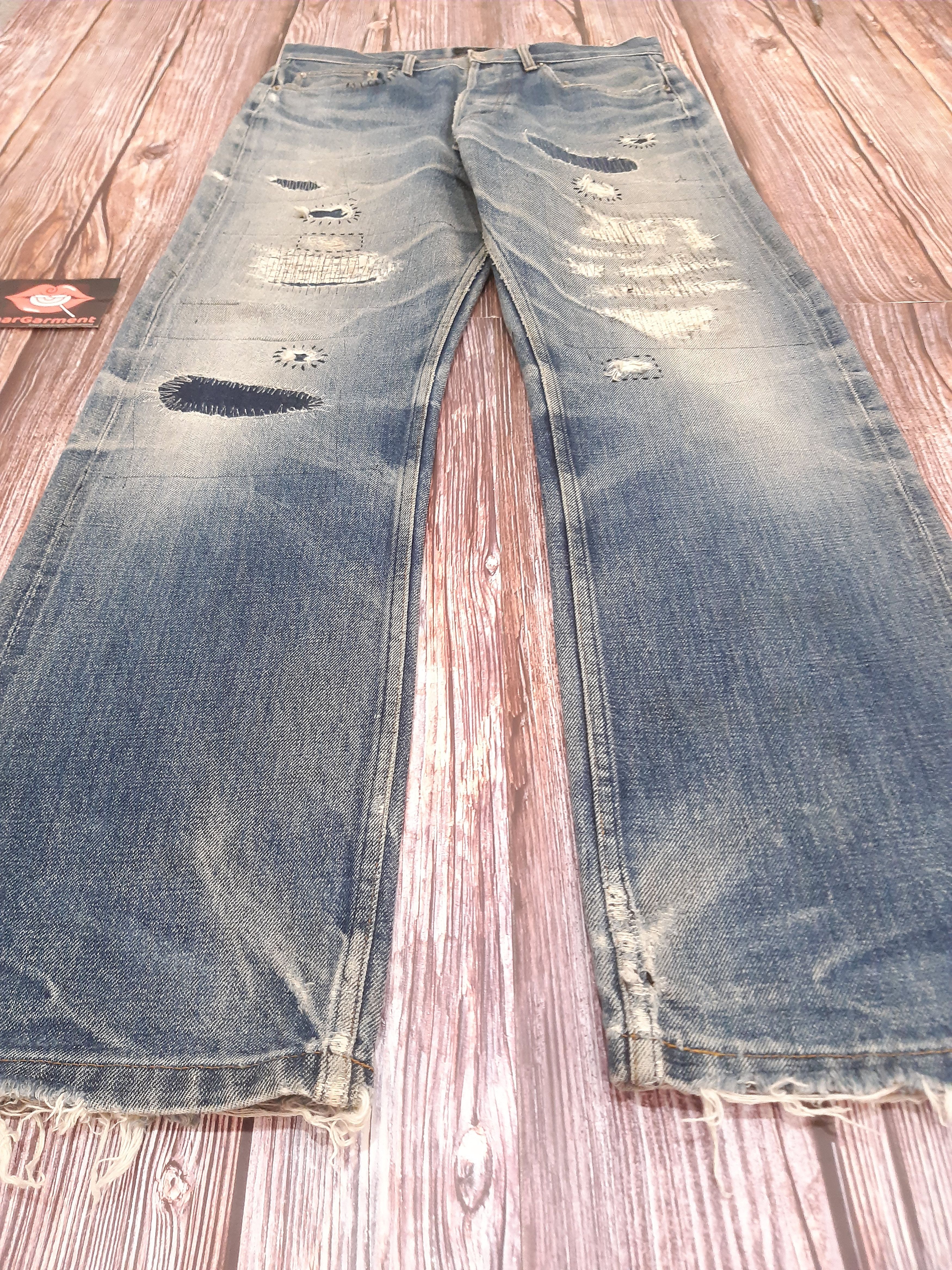 A.P.C. APC Jeans Patchworks Vintage Distressed Size US 31 - 2 Thumbnail