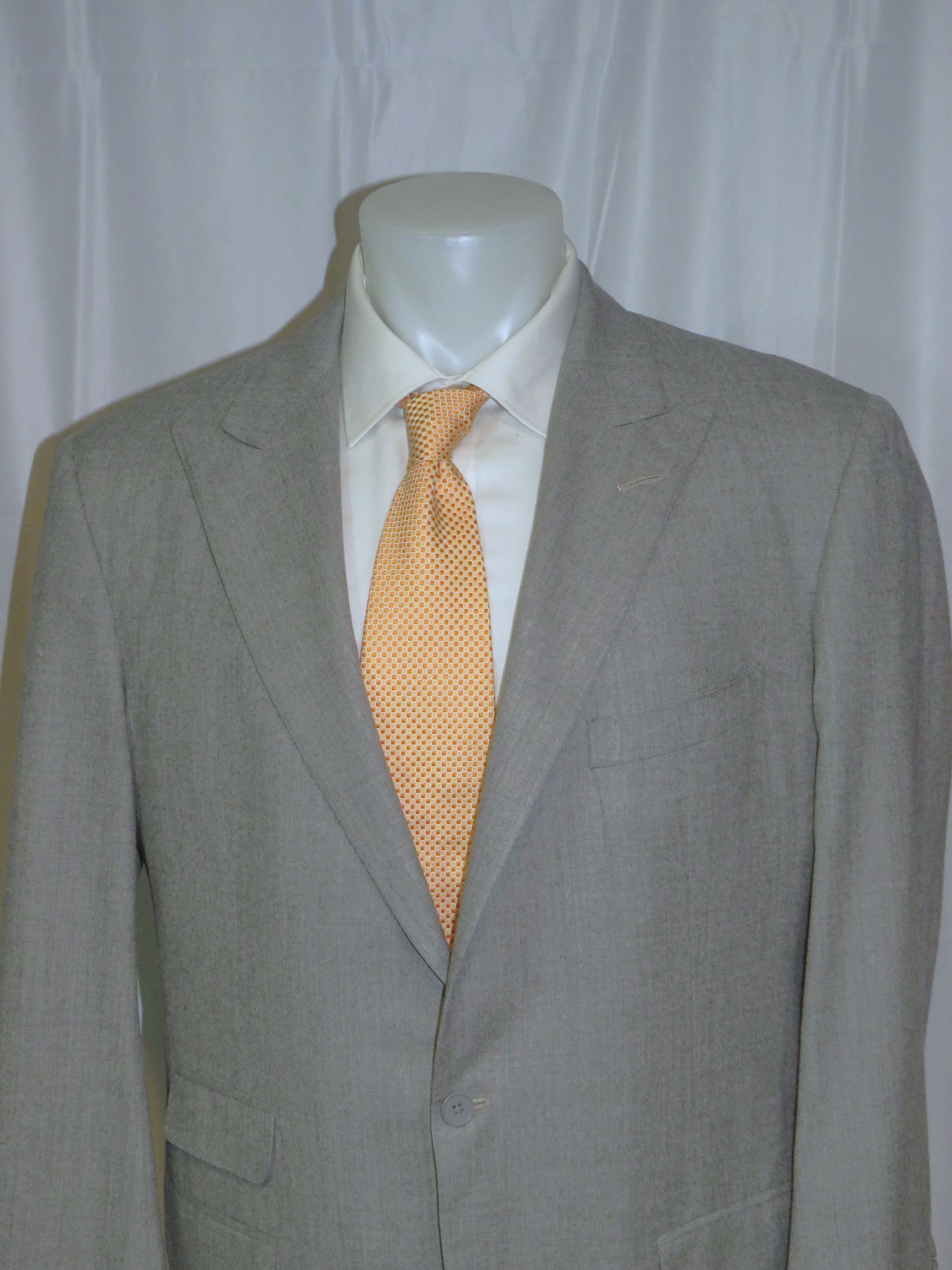 Alan Flusser Pale Gray Solid Flannel Two Button Suit 40L Size 40L - 4 Thumbnail