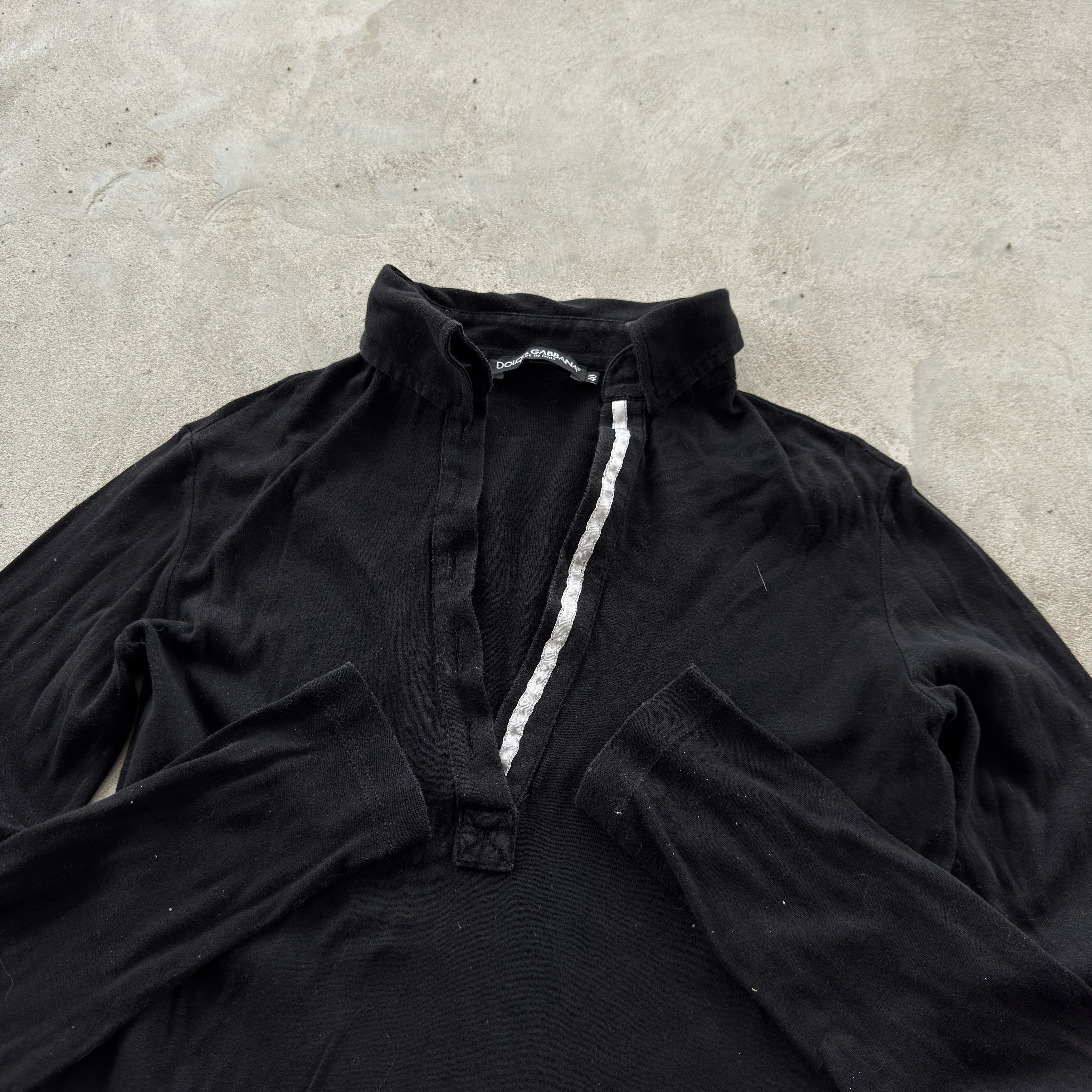 Dolce & Gabbana Dolce & Gabbana Archive Black Long Sleeve Deep V Neck Top 40 Size S / US 4 / IT 40 - 4 Thumbnail
