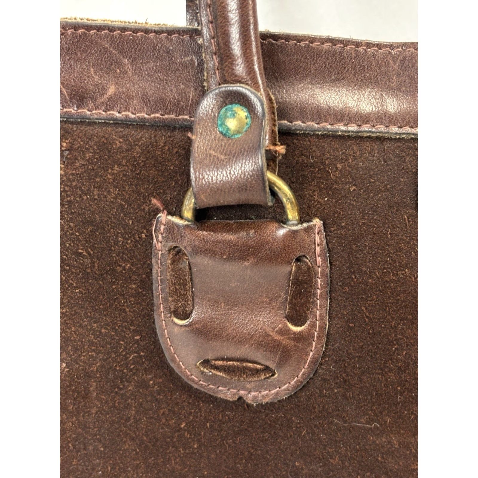 CHOCOOLATE VINTAGE Chocolate Brown Suede & Leather Shoulder Bag Purse 50s Swift Metal Zipper Purse Women Leather Bag Purse Brown Zipper 50s Mens? Size ONE SIZE - 4 Thumbnail