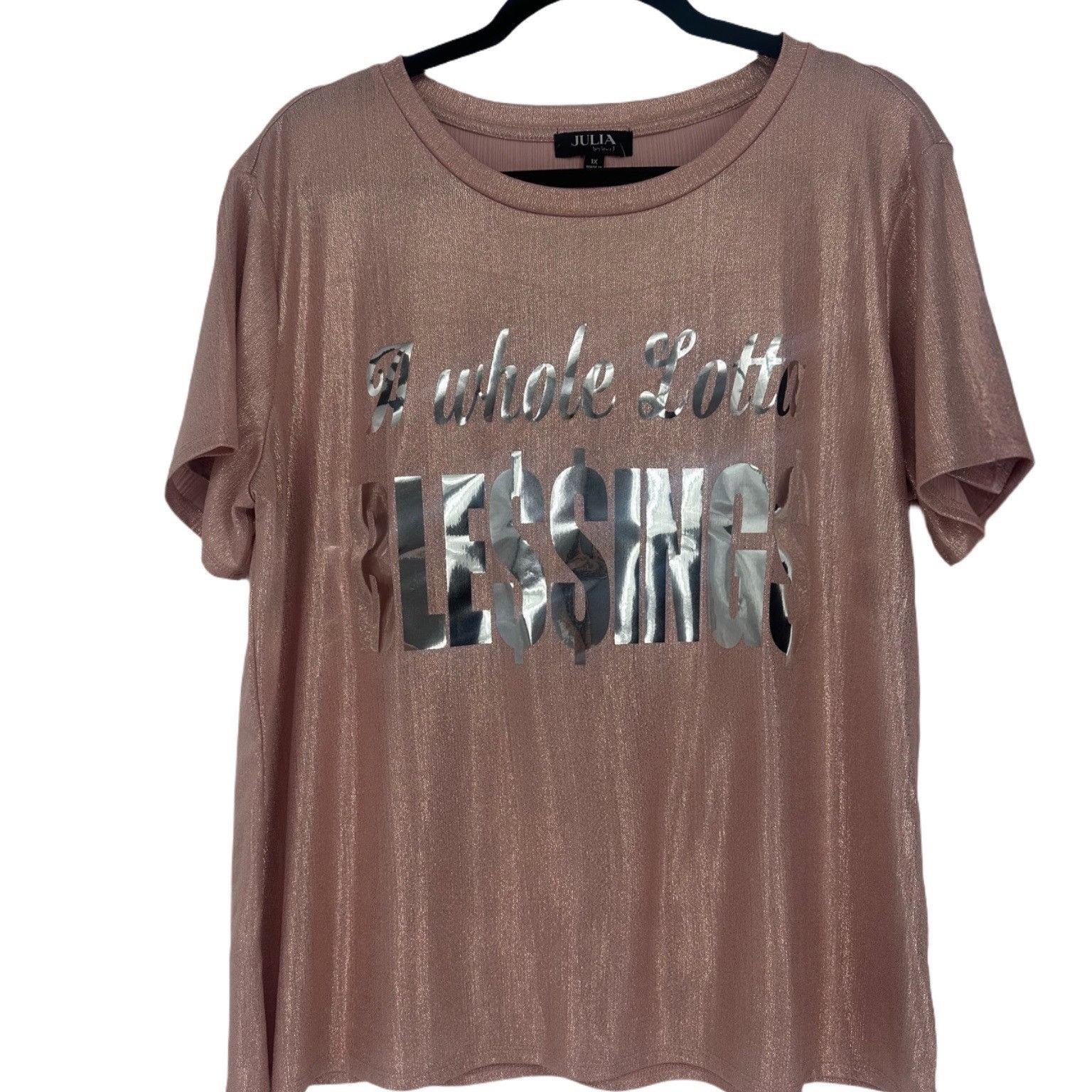 Other NWT Metallic Shimmer Tee A WHOLE LOTTA BLE$$INGS Dusty Rose Size XL / US 12-14 / IT 48-50 - 2 Thumbnail