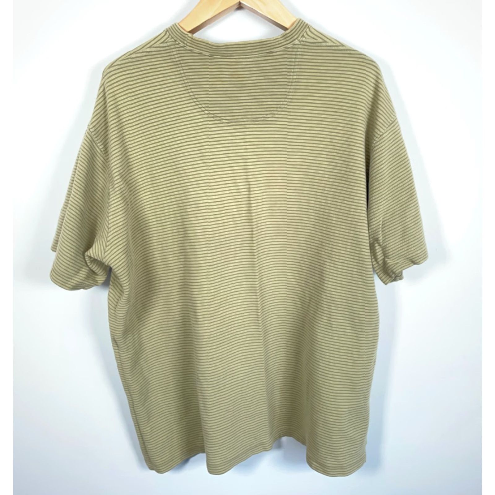 Vintage VINTAGE Breakwater T-Shirt Shirt Men XL Green Oversized 90s Striped Textured Pattern Crew Neck Short Sleeve Cotton Size US XL / EU 56 / 4 - 2 Thumbnail