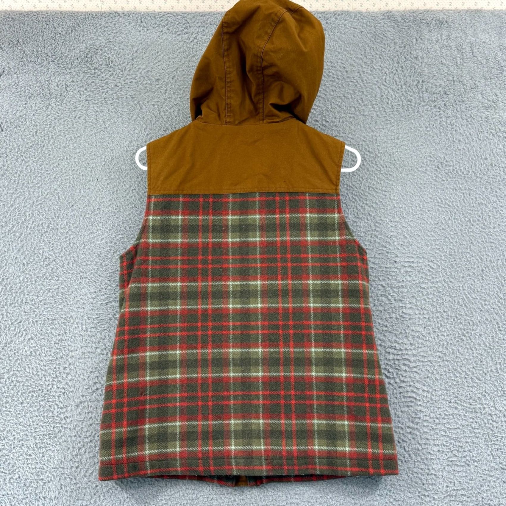 Orvis VINTAGE Orvis Vest Womens Small Brown Plaid Hooded Wool Zip Lined Utility Pocket Outdoor Size S / US 4 / IT 40 - 2 Thumbnail