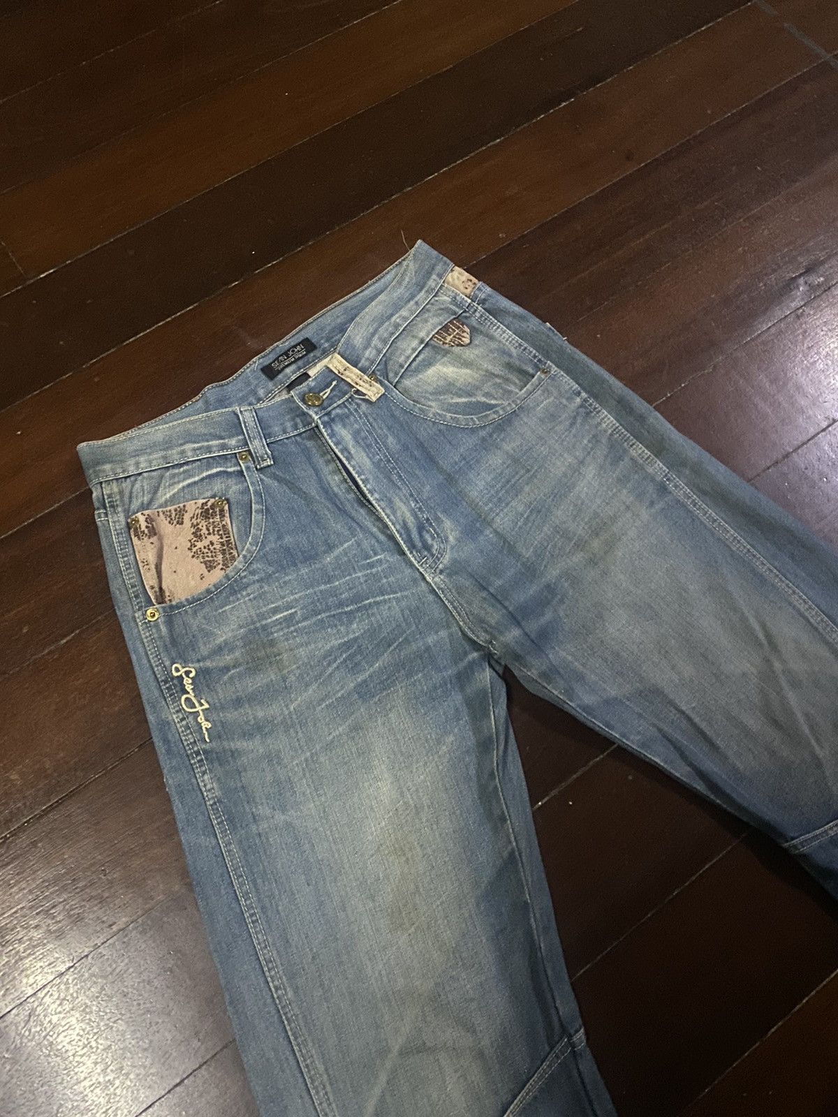 Anchor Blue × JNCO × Sean John Fire vintage SEAN JOHN WIDE LEG dirty mud wash Size US 34 / EU 50 - 16 Thumbnail