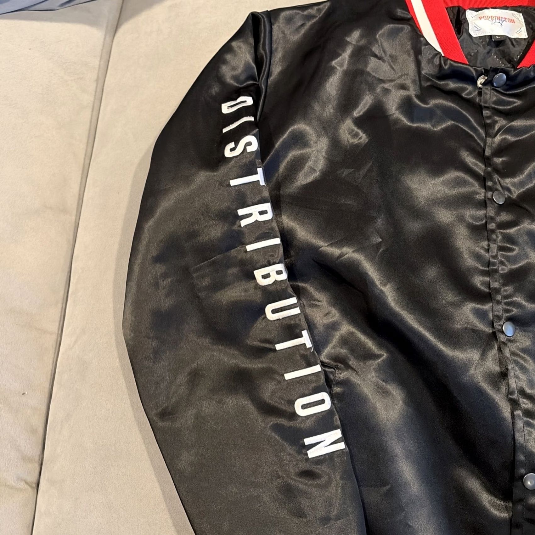Vintage VINTAGE RARE POPPINGTON CLOTHING COMPANY DAMON / DAME DASH STUDIOS JACKET L Bomber Jacket Black Mens Size US L / EU 52-54 / 3 - 4 Thumbnail