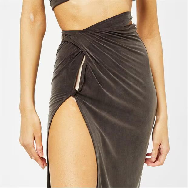 Jacquemus o1g2r1mq1024 Midi Skirt in Brown Size 30" / US 8 / IT 44 - 3 Thumbnail