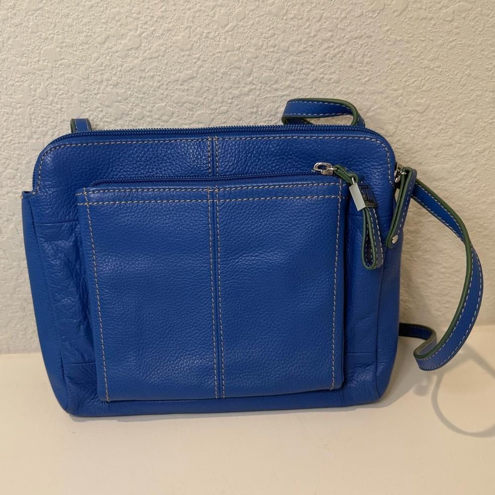 Designer Tignanello FUNCTIONISTA X-Body Leather Crossbody Royal Blue Size ONE SIZE - 2 Thumbnail
