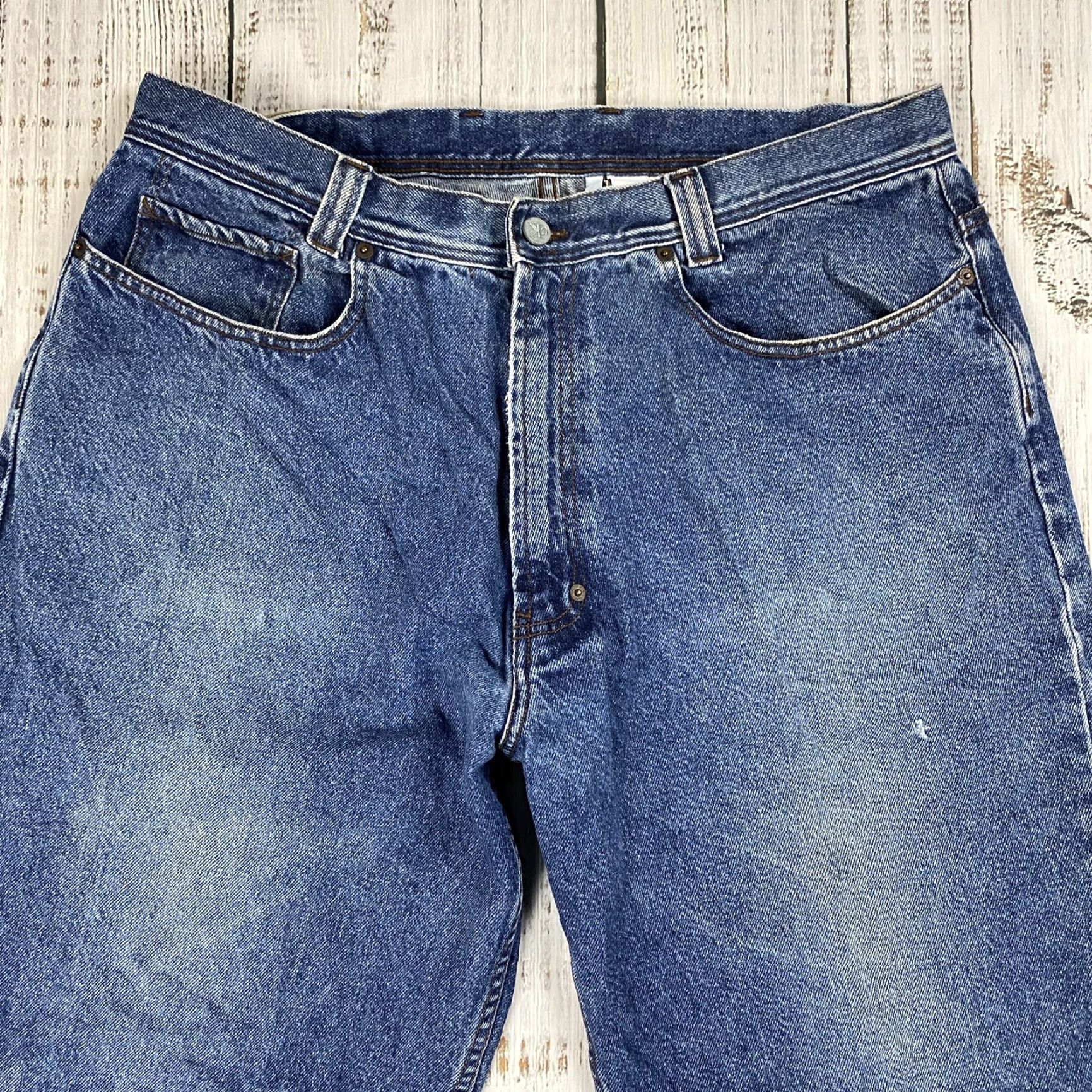Calvin Klein VINTAGE CALVIN KLEIN JEANS 40x34 TAPERED DISTRESSED MEDIUM WASH USA MADE MEN'S Size US 40 / EU 56 - 2 Thumbnail
