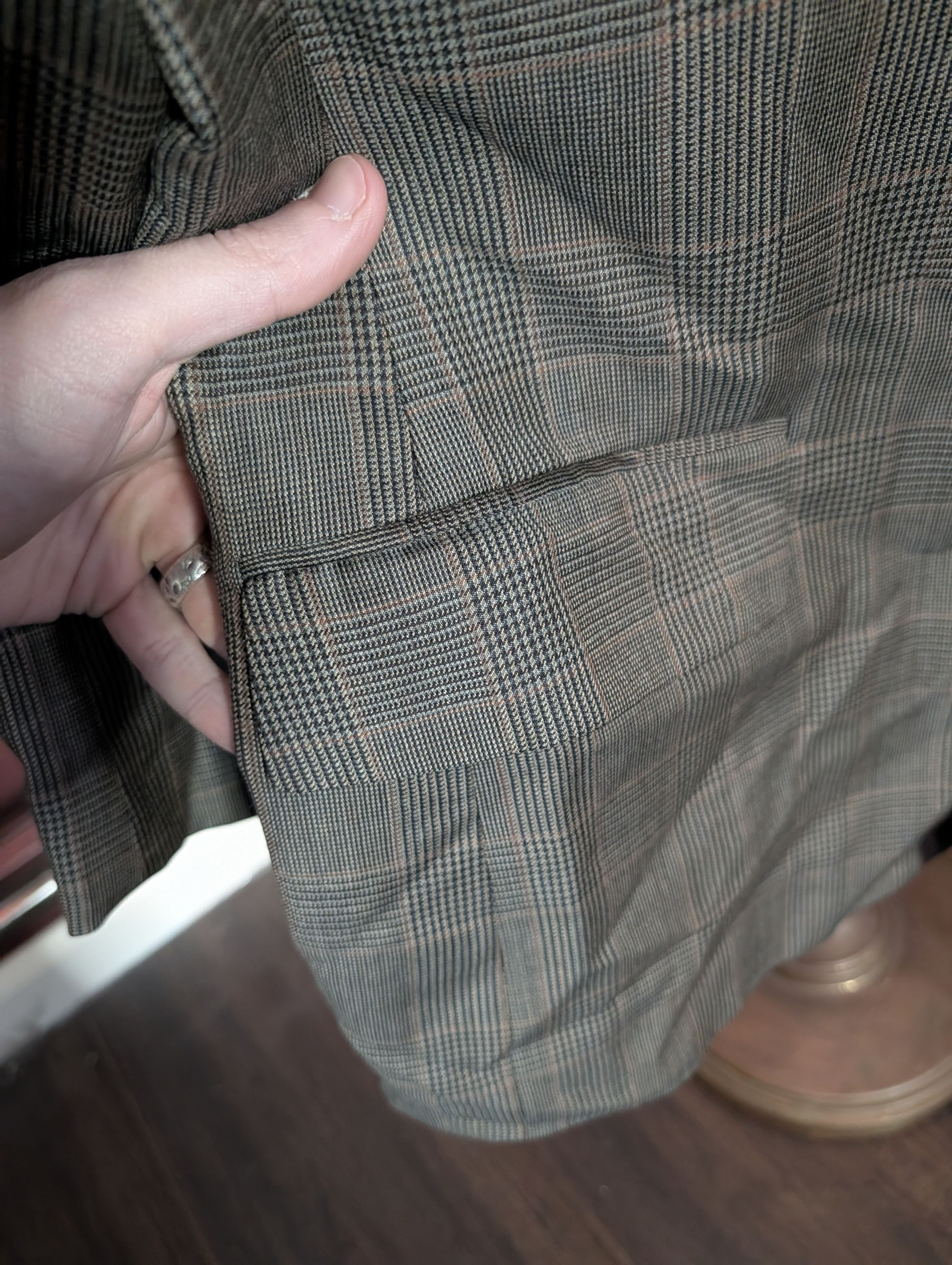 Valentino Houndstooth Plaid Saks Wool Italian Tailored Jacket 40L Size 40L - 6 Thumbnail