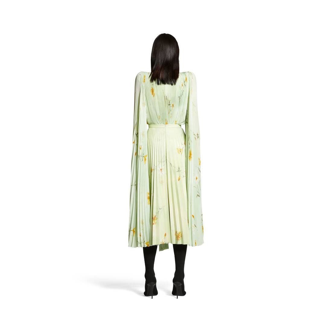 Balenciaga o1bcso1str0525 Lilies Scarf Pleated Blouse in Multicolor Size L / US 10 / IT 46 - 4 Thumbnail