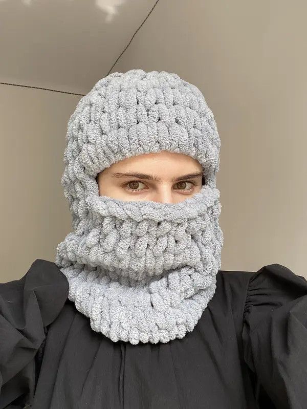 VIBE Handmade Knitted Balaclava Ski Mask Bunny Rabbit Style Size ONE SIZE - 7 Thumbnail