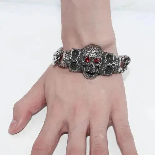 Jewelry x Surf Style Red Eye Shiny Bracelet in Silver, Men's