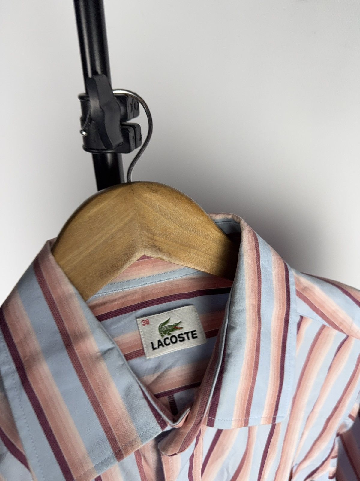 Lacoste 90s Lacoste Striped Button Up Shirt 39 M Blue Pink Vintage Size US M / EU 48-50 / 2 - 4 Thumbnail