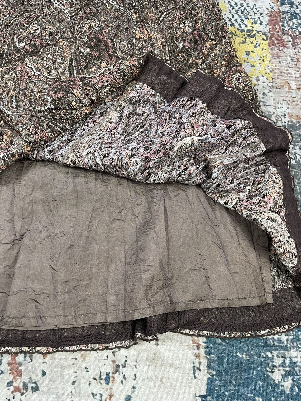 Longchamp Longchamp Zig Zag Brown Paisley Midi Skirts Size 29" - 4 Thumbnail