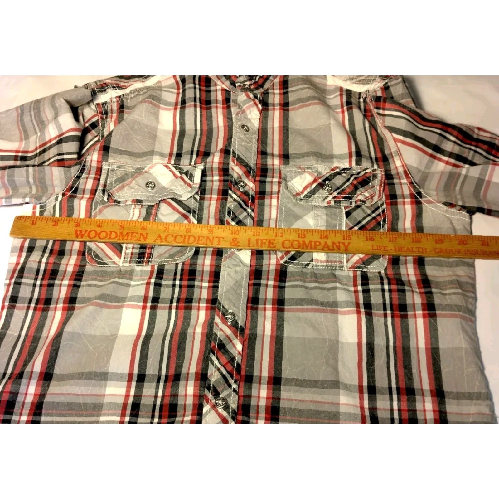 Affliction Affliction Black Premium Shirt Medium Gray Red Black Plaid Button Embroidered Size US M / EU 48-50 / 2 - 5 Thumbnail