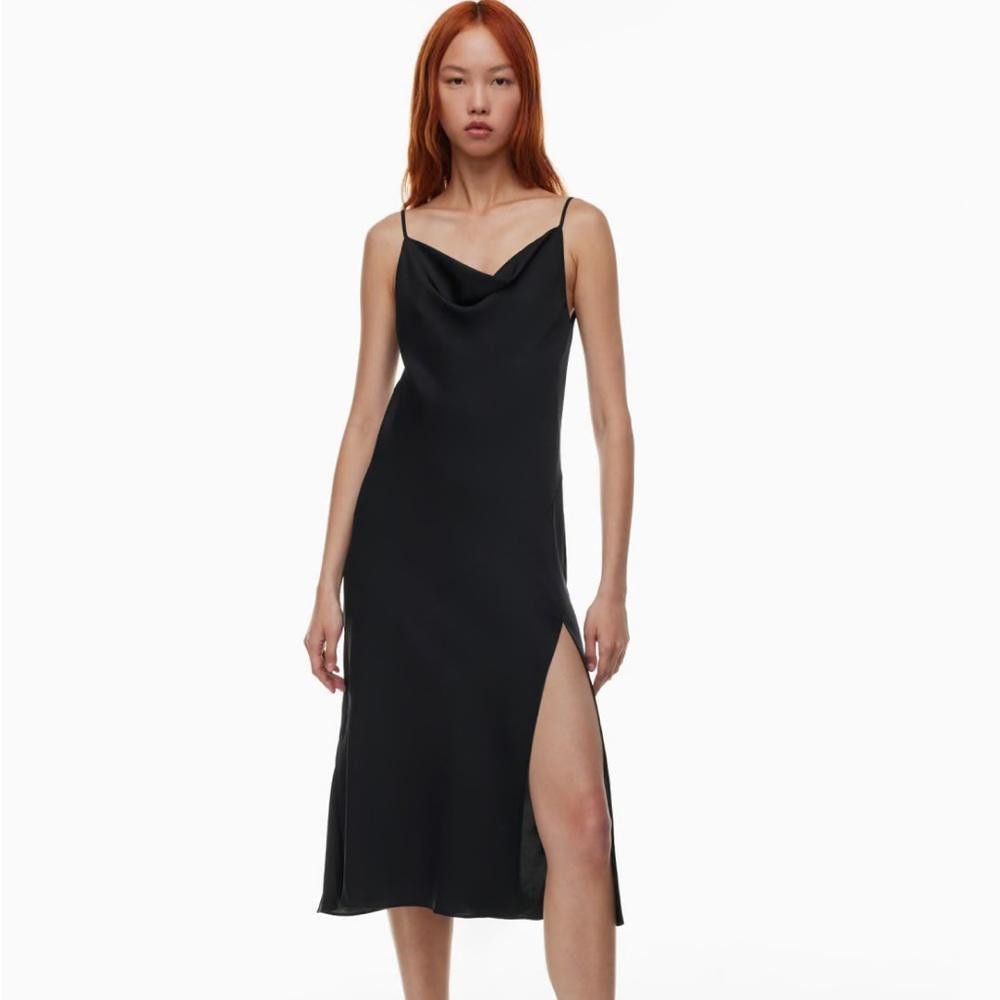Aritzia Babaton l NWT Fonda Black Midi Slip Dress XS | Grailed