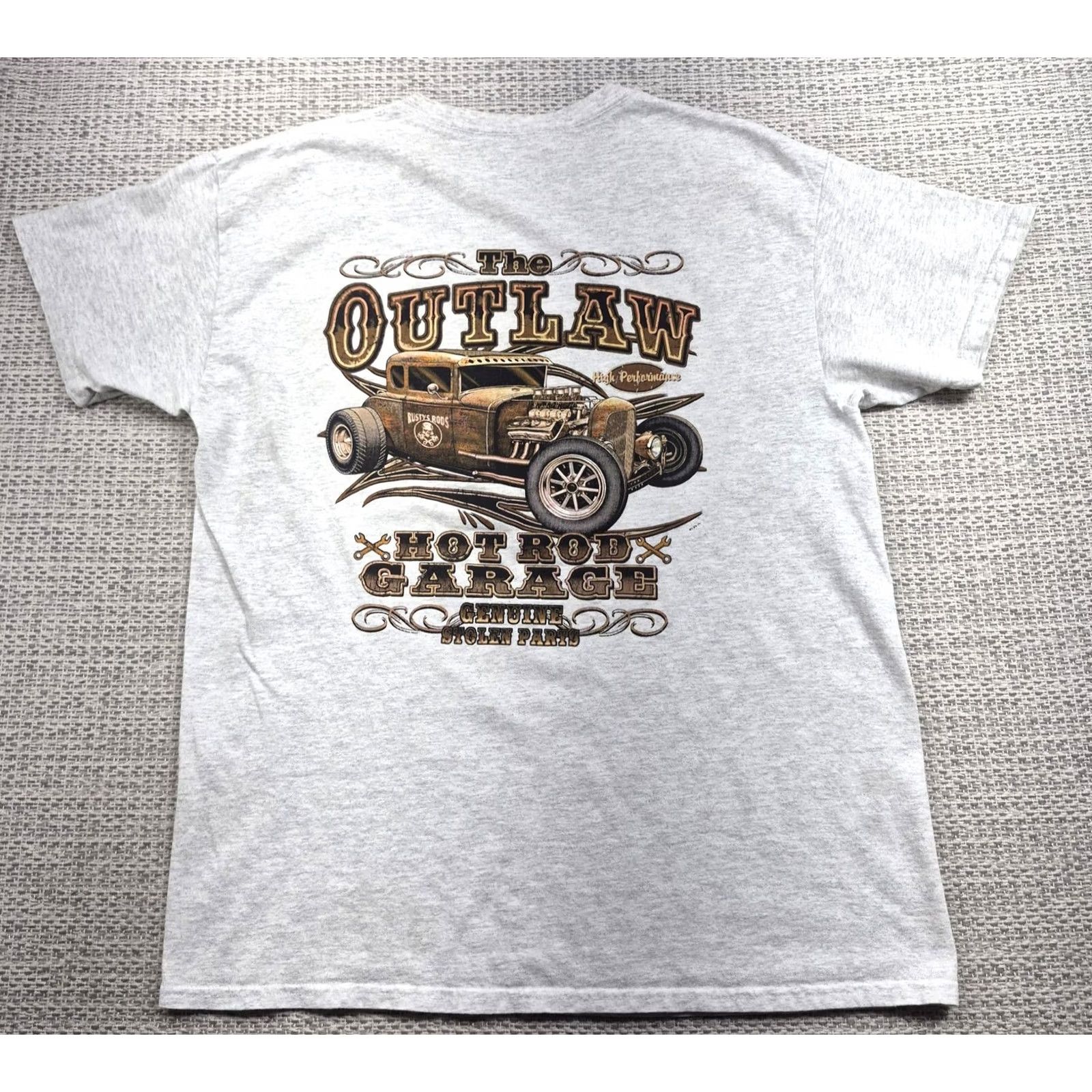Port & Company Port & Company The Outlaw Hot Rod Garage Shirt Mens Large Gray Route 66 Oatman AZ Graphic Tee Size US L / EU 52-54 / 3 - 2 Thumbnail
