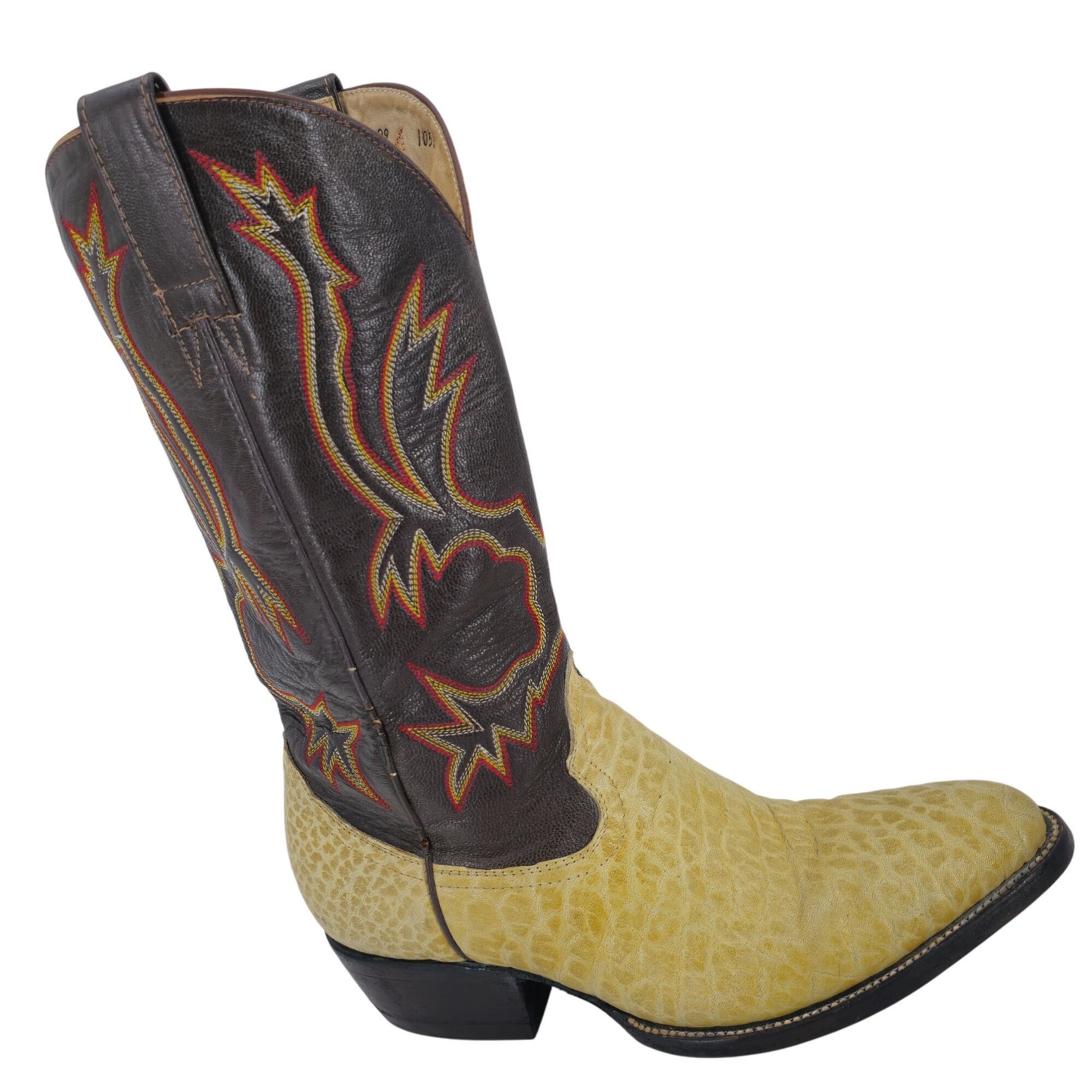 Bull Rider Men 9.5 Unique Color Golden Yellow Brown Leather Shoes
