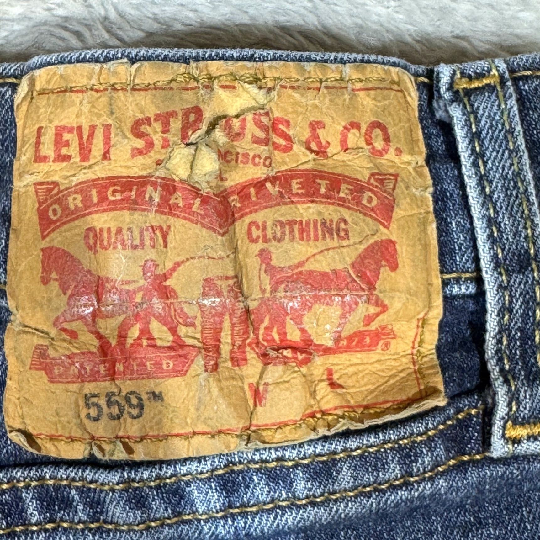 Levi's Levi's 559 Jeans Mens 46x30 Blue Denim Relaxed Straight Mid Rise Whiskered Zip Jeans Size US 30 / EU 46 - 3 Thumbnail