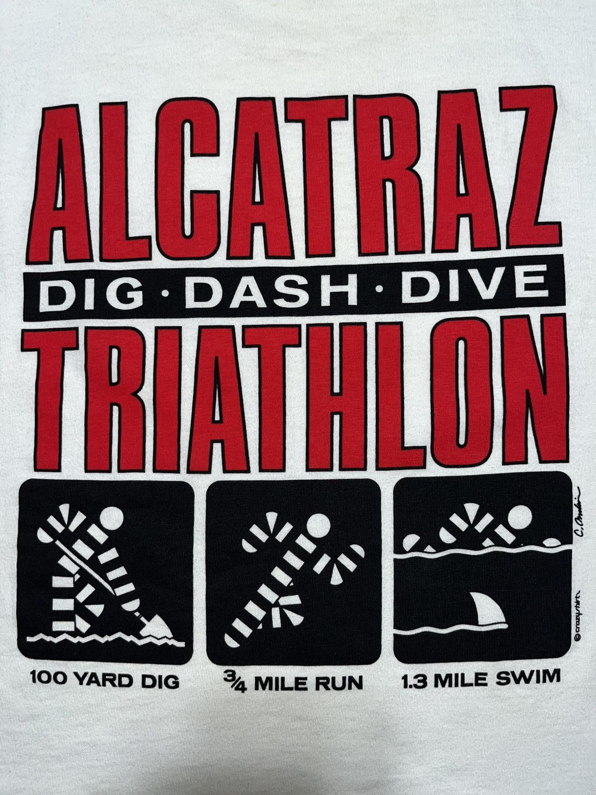 Vintage Vintage 90’s Alcatraz Triathlon single snitch heavy boxy tee Size US M / EU 48-50 / 2 - 6 Thumbnail