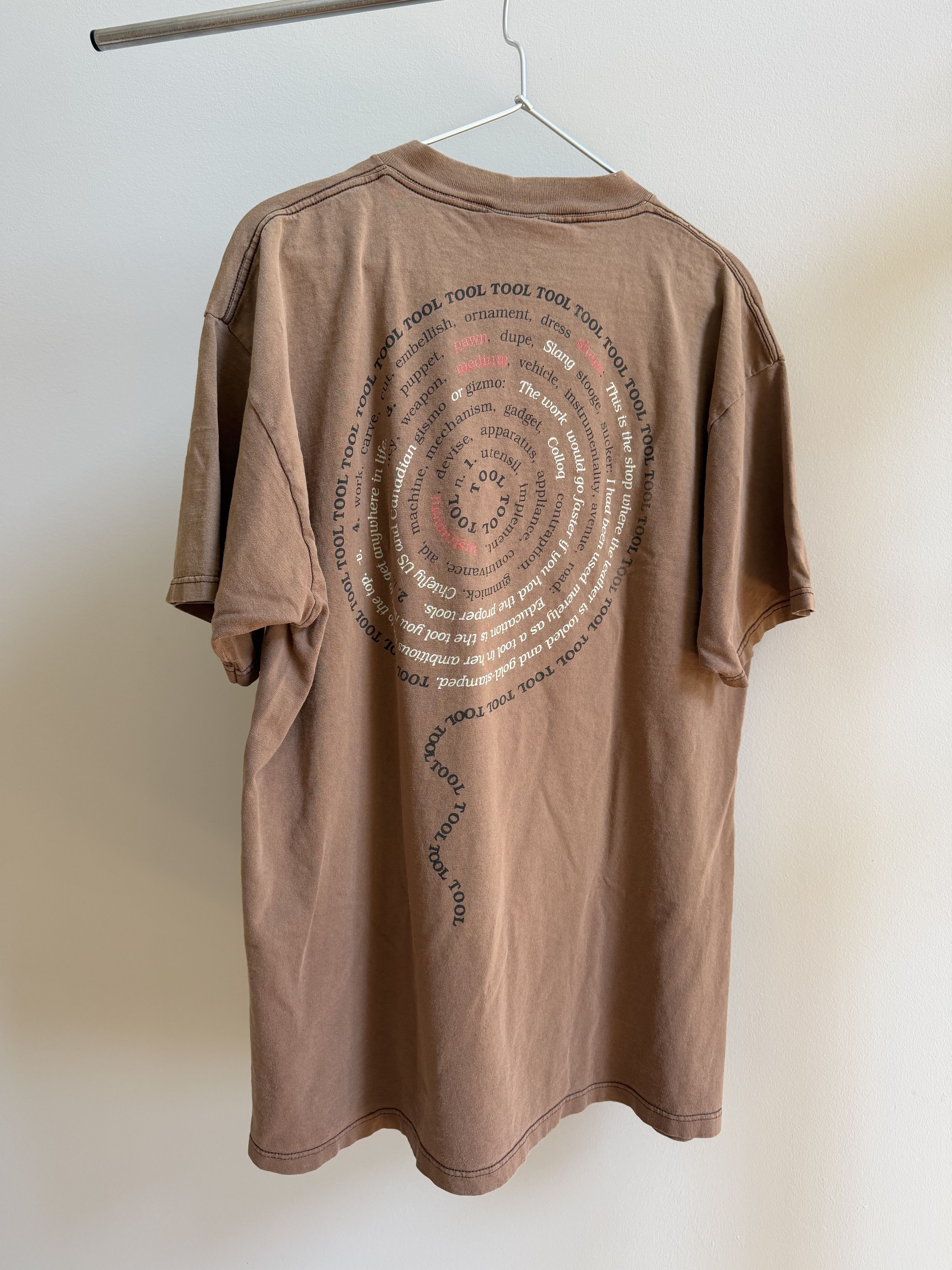 Vintage 1990's Faded Brown TOOL Spiral T-Shirt Size US XL / EU 56 / 4 - 4 Thumbnail