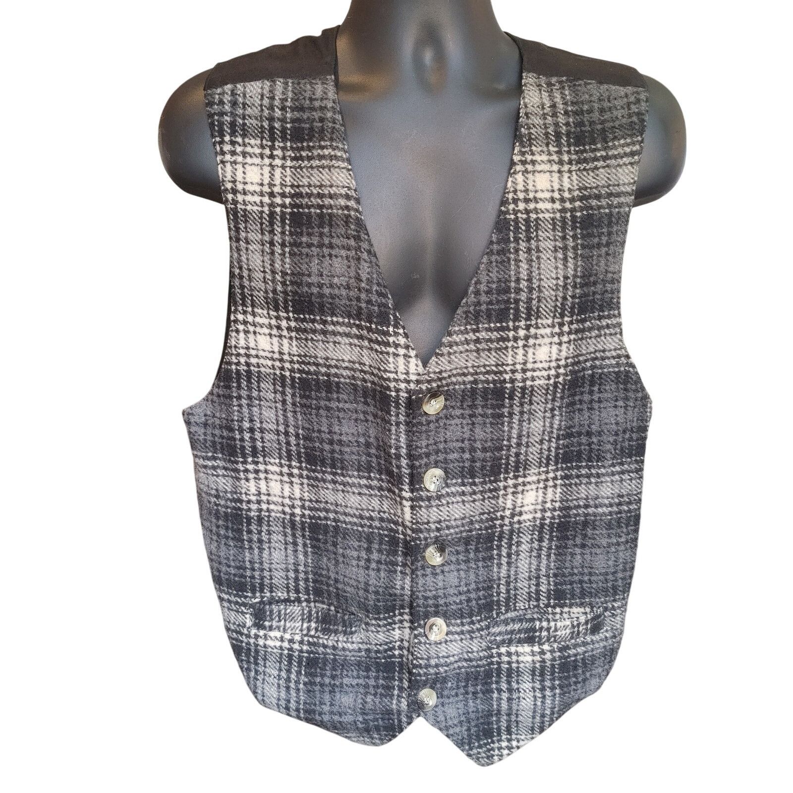 Other Thums-Up Women's LG Gray Plaid Button Front Vest Size L / US 10 / IT 46 - 1 Thumbnail