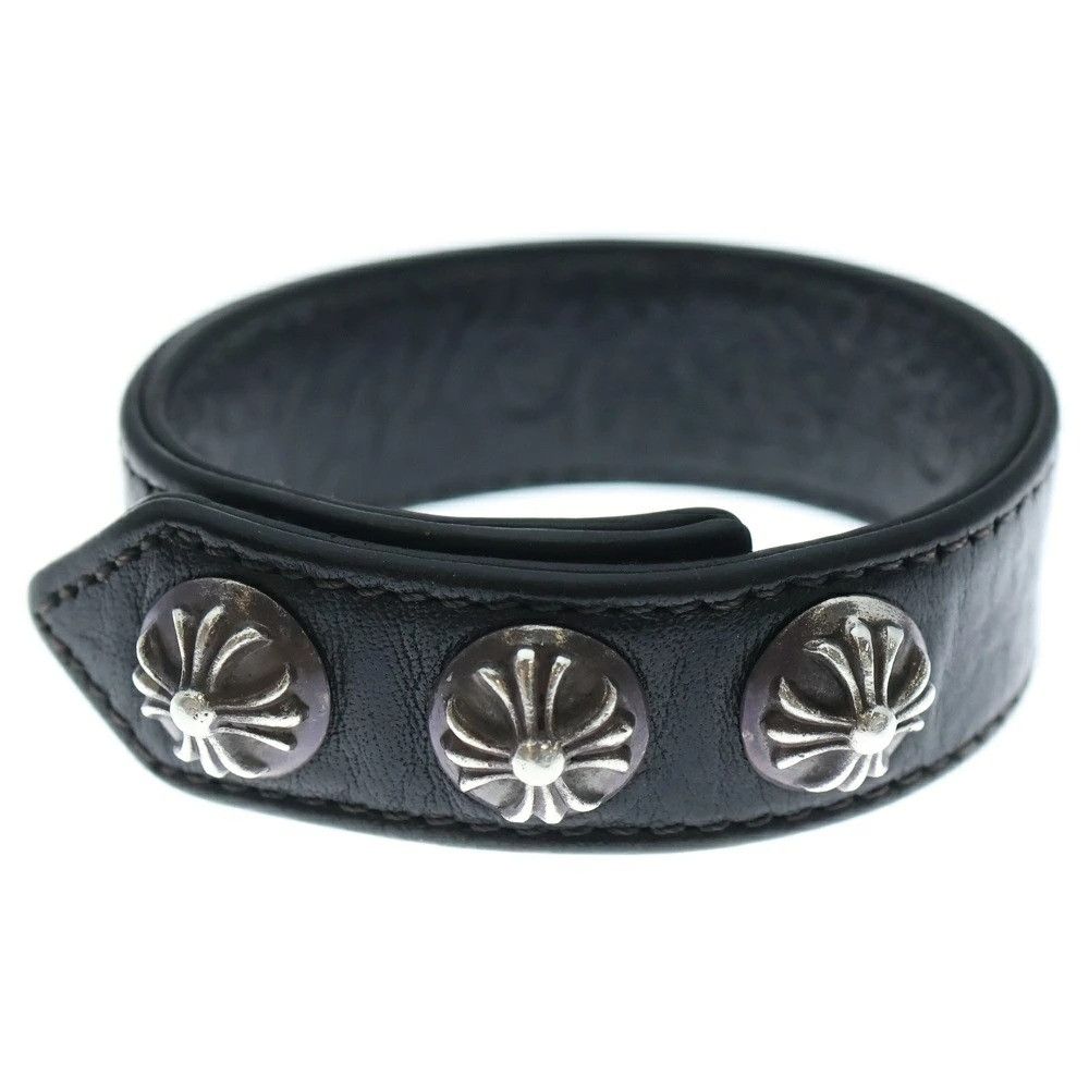 CHROME HEARTS 3 BUTTON 2 SNAP LEATHER BRACELET