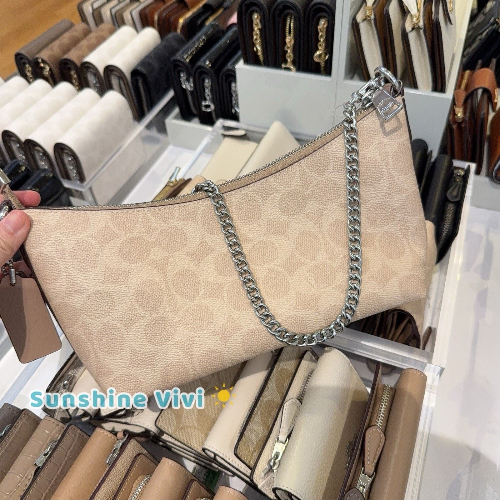 Coach NWT Coach Caitlin Shoulder Bag CEK80 Silver/Sand/Taupe Size ONE SIZE - 3 Thumbnail