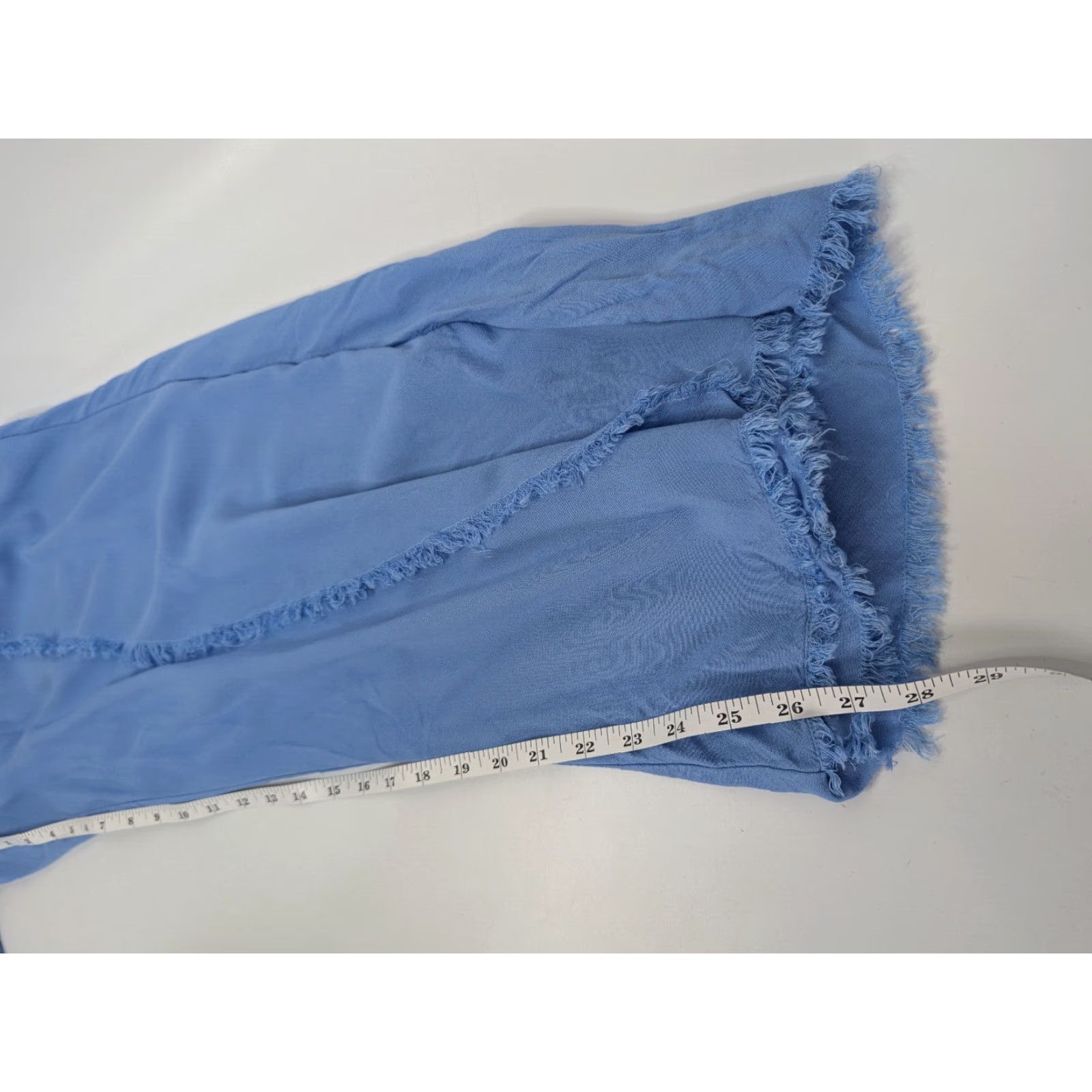 Vintage Sweet Magnolia Blue Pants Women's S Wide-Leg Flare Palazzo Harem Raw Hem Size 28" / US 6 / IT 42 - 4 Thumbnail