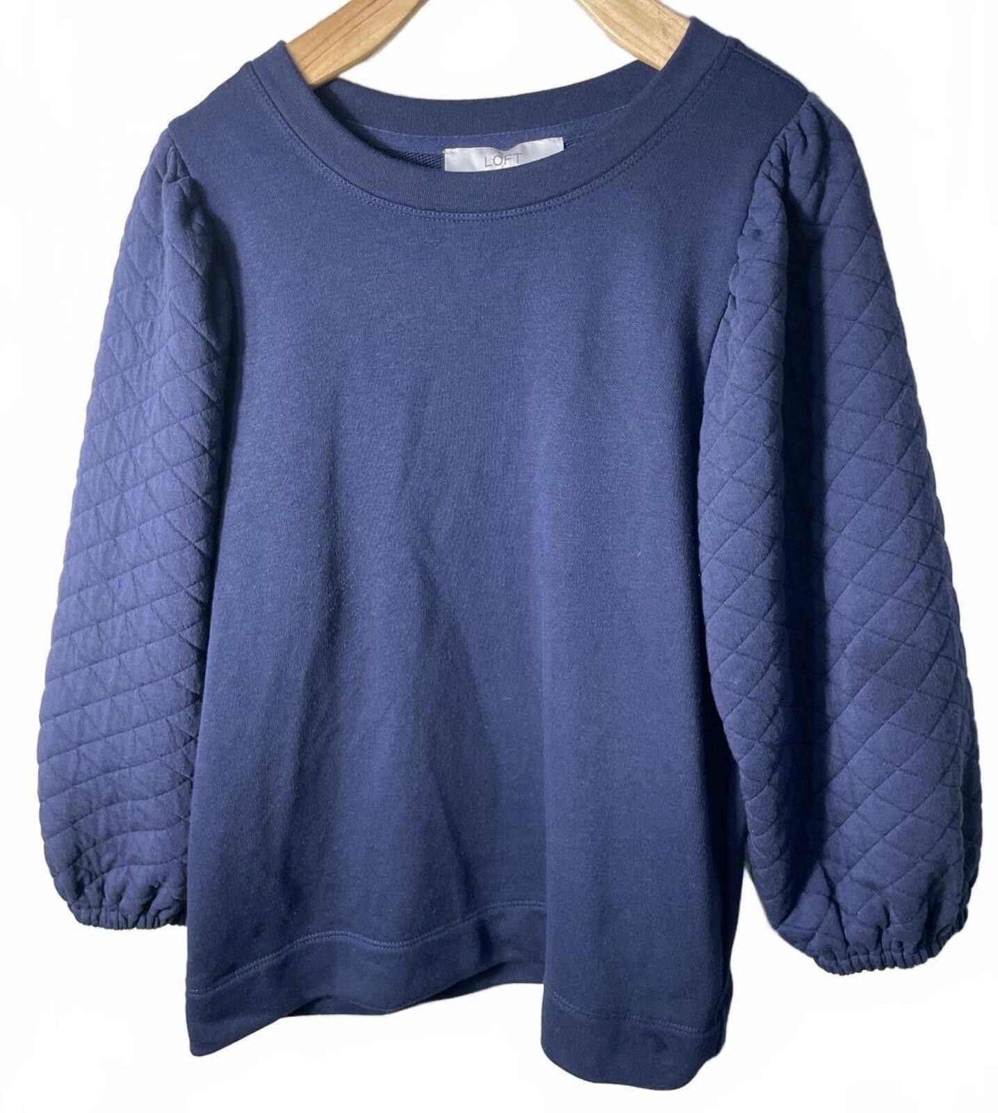 Other LOFT Sweatshirt Women's Size Small Navy Blue Quilted Sleeve Size S / US 4 / IT 40 - 6 Thumbnail