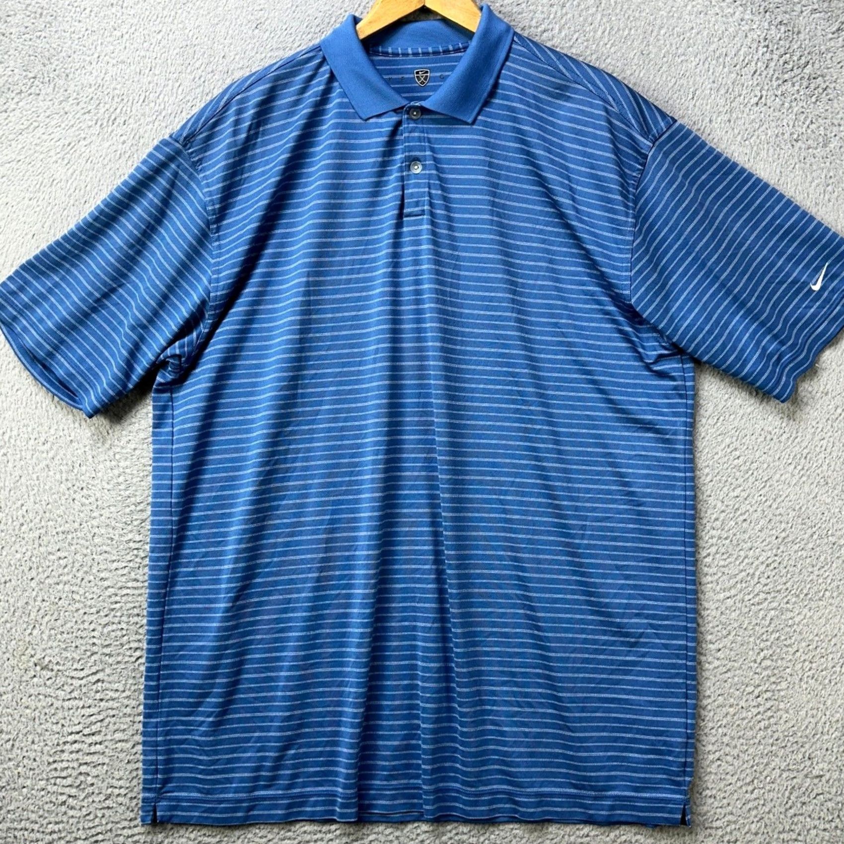 Nike Nike Fit Dry Mens 2XL Shirt Polo Blue Stripe Short Sleeve Golf Rugby Bre breathable Striped Dri-Fit Performance Polo Mens Size US XXL / EU 58 / 5 - 3 Thumbnail