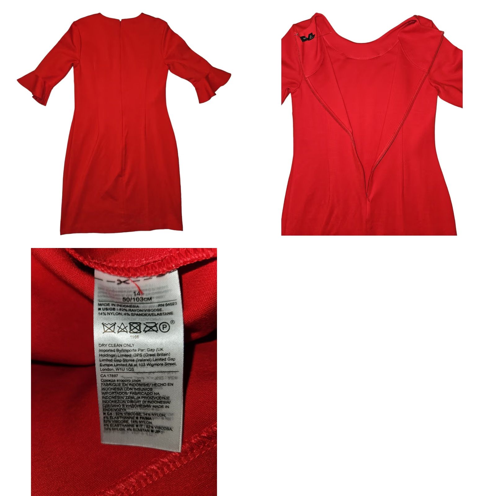 Banana Republic Banana Republic Pencil Dress Red Knee Length 14 3/4 Bell Sleeve Seam Zip NWT Size XL / US 12-14 / IT 48-50 - 8 Thumbnail