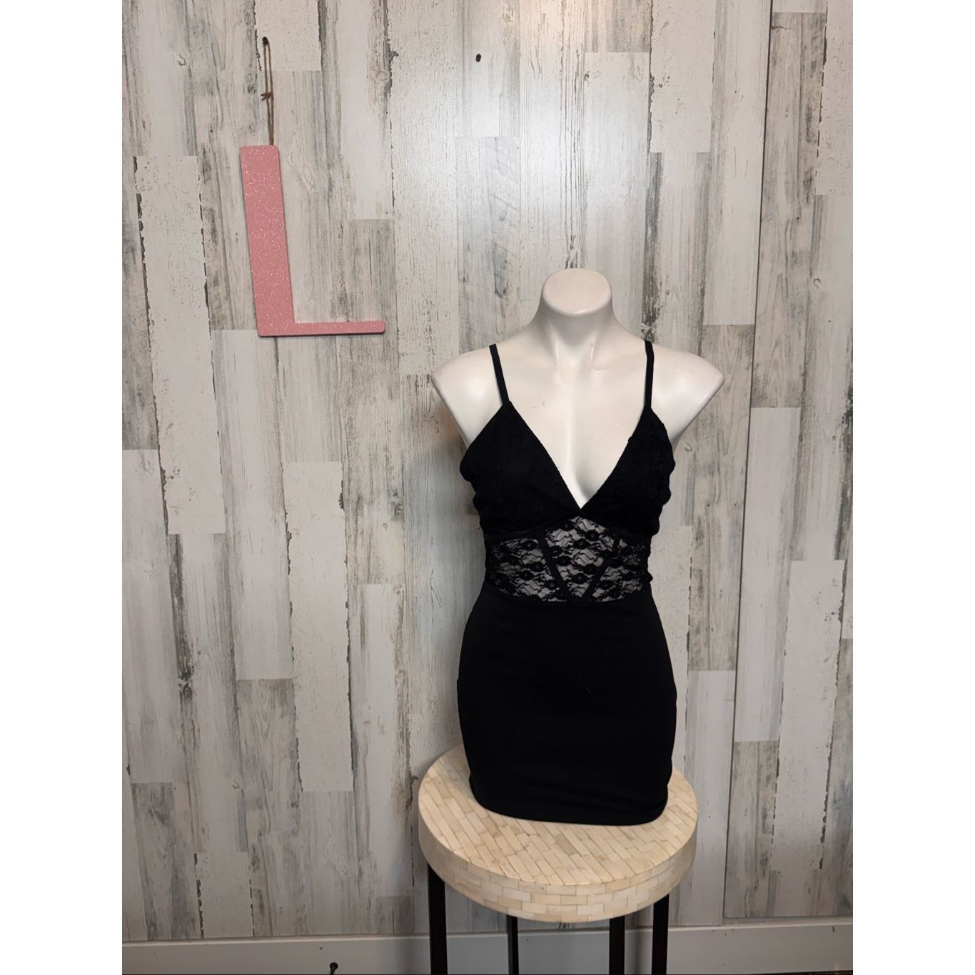 Other Windsor Black Lace Corset Bodycon Mini Dress Size Large L NW Size L / US 10 / IT 46 - 1 Thumbnail
