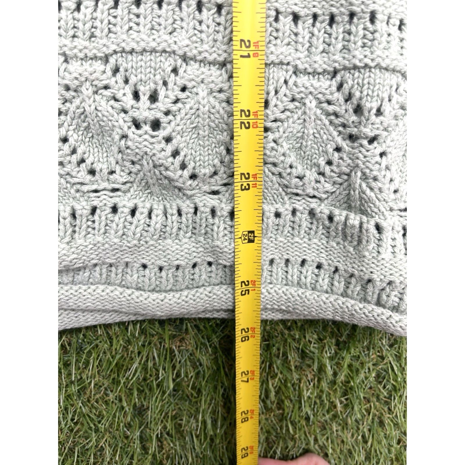 Vintage Knit Vintage Paris Sports Club Sweater Womens Medium Green Textured Hand Knit Lace Cardigan 80s 90s Holiday Preppy Retro Cottage Casual Fashion Size M / US 6-8 / IT 42-44 - 3 Thumbnail