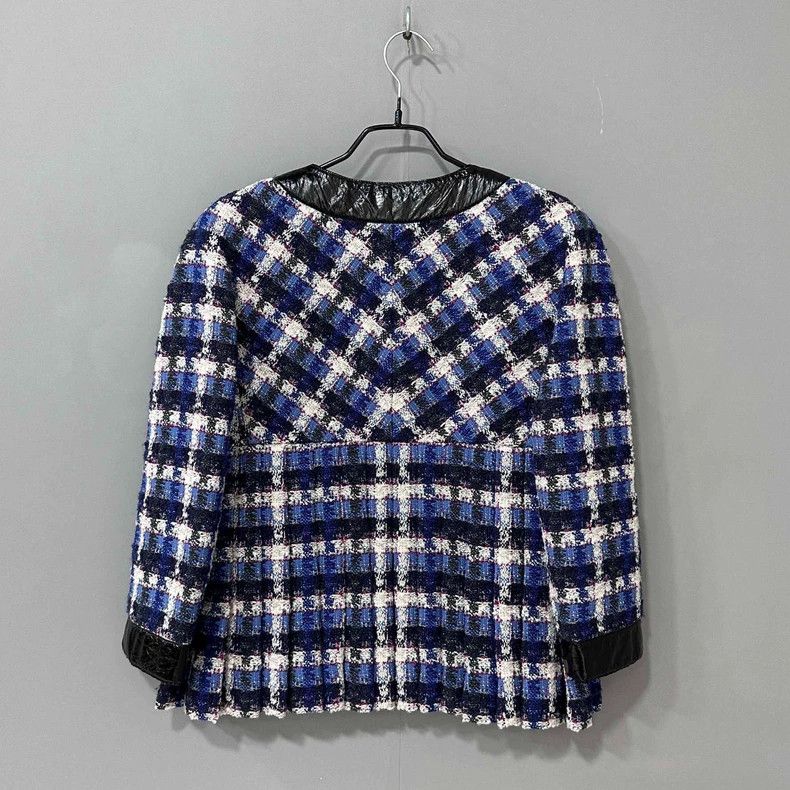 Chanel Chanel Hamburger series blue plaid soft mud leather jacket Size XS / US 0-2 / IT 36-38 - 3 Thumbnail