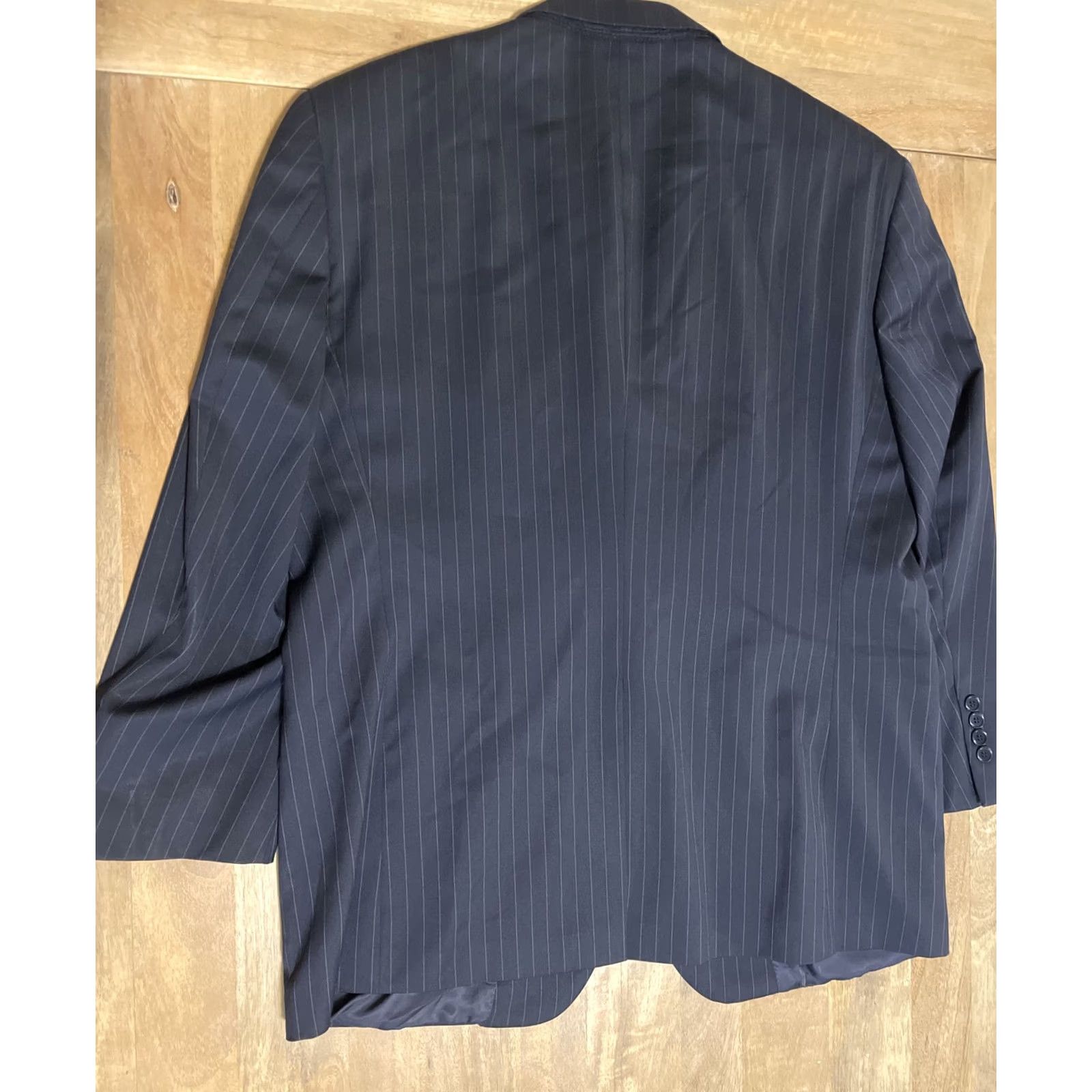 Brooks Brothers VINTAGE Brooks Brothers Blazer Mens 43S Navy Blue Pinstripe Trabaldo Togna Wool Classic USA Size 46R - 2 Thumbnail