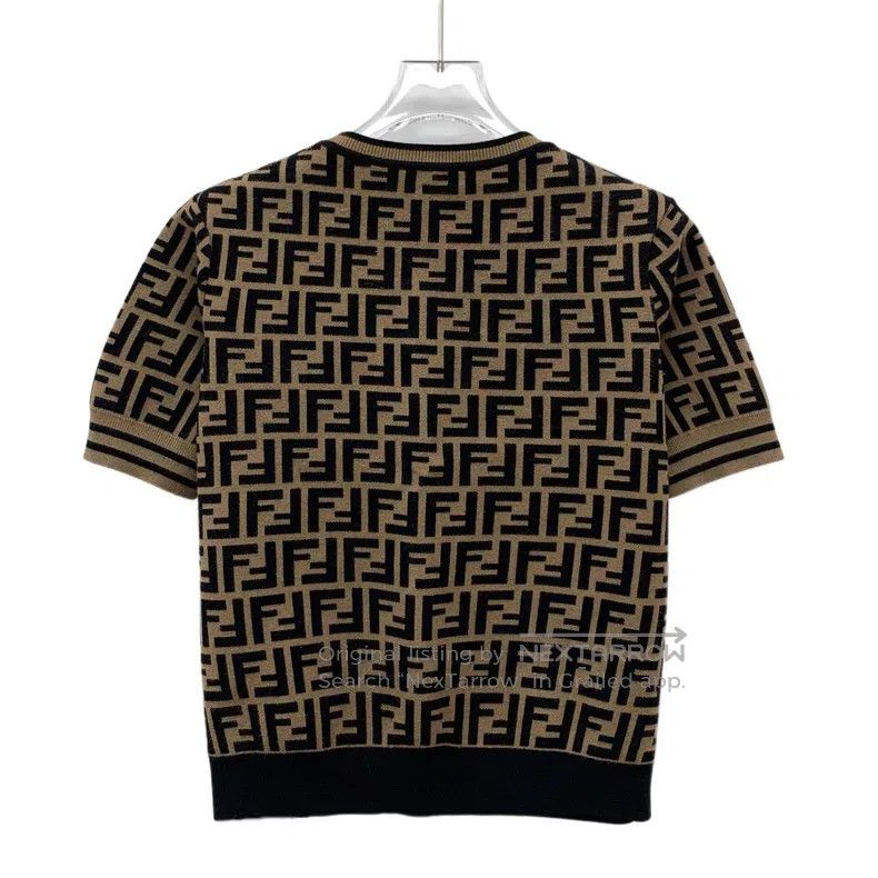 Fendi Fendi Dark Brown Logo All-Over Printed Crewneck Knit Top Size XS / US 0-2 / IT 36-38 - 2 Thumbnail