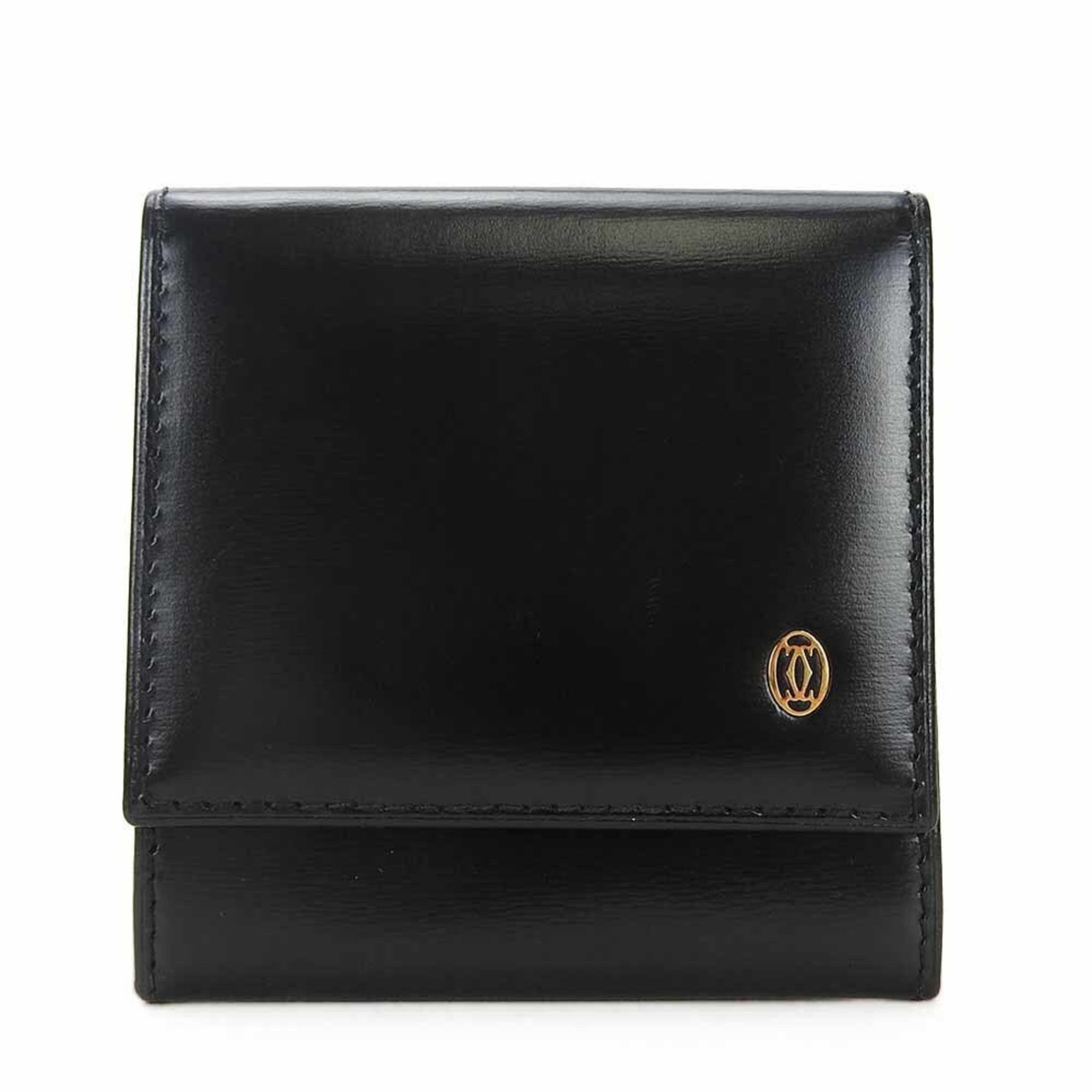 image of Cartier Coin Case Purse Pasha Square L3000205 Black Calf Leather Ladies, Women's