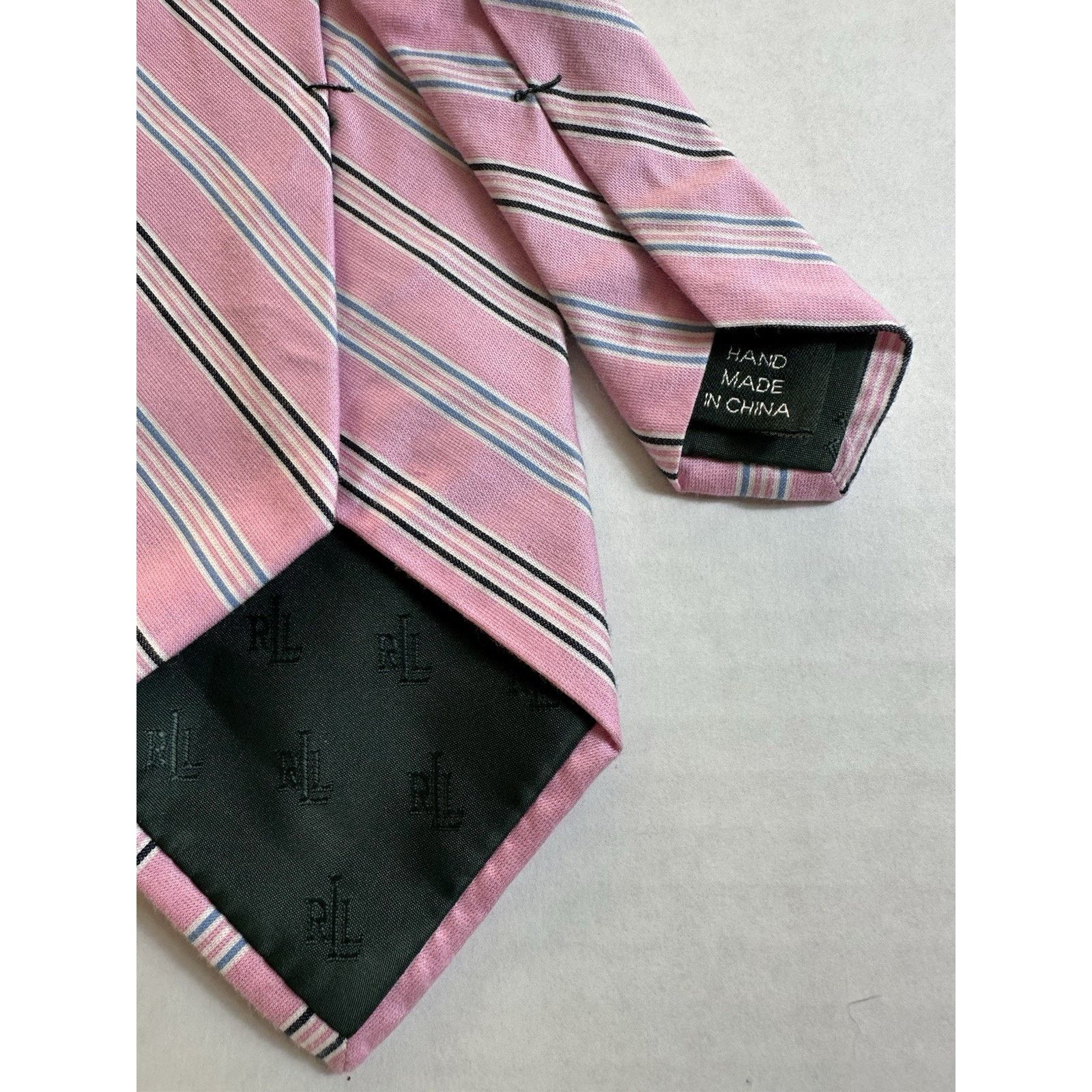Lauren Ralph Lauren Lauren Ralph Lauren Neck Tie Pink Striped Silk/Cotton Preppy Size ONE SIZE - 6 Thumbnail