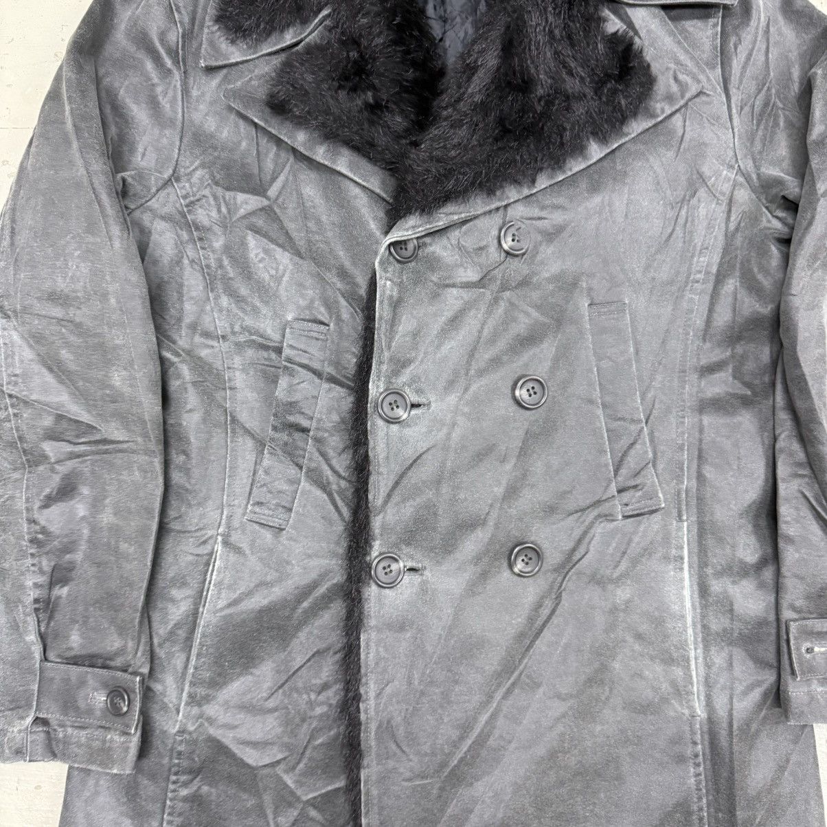 Tornado Mart 2000s Tornado Mart Shearling Fur Waxed Midi Coat Punk Size US L / EU 52-54 / 3 - 5 Thumbnail