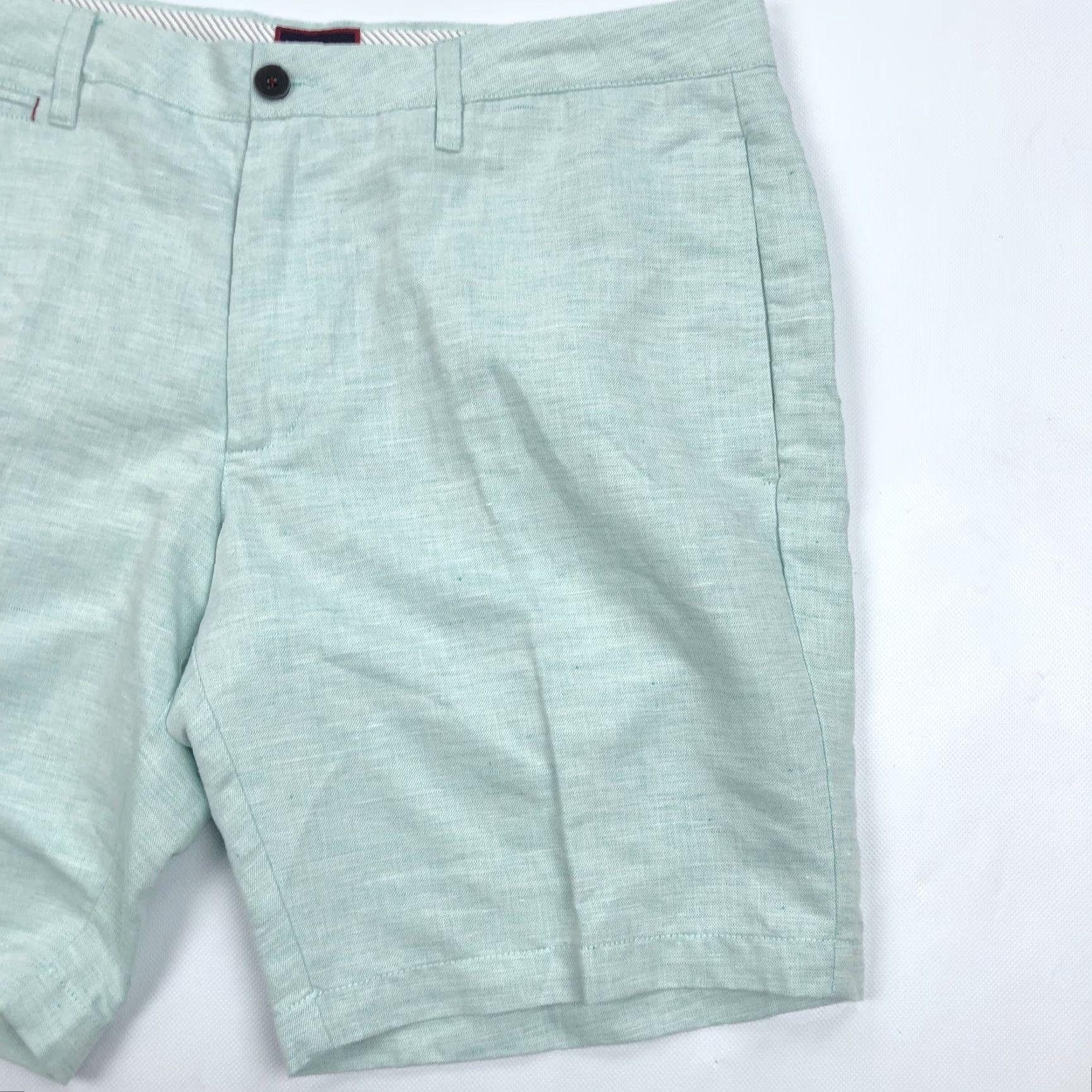 UNTUCKit UNTUCKIT Men's W36 Paumanok Linen Blend Chino Shorts Light Green Flat Front Size US 36 / EU 52 - 3 Thumbnail
