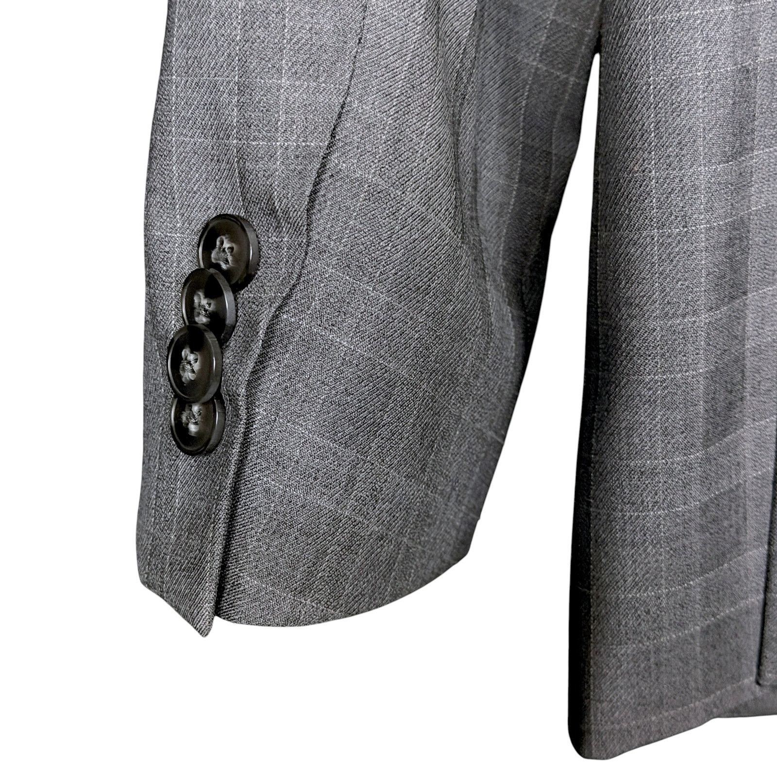 Vince Camuto Vince Camuto Gray Plaid Modern Slim Fit 100% Wool Blazer Size 36S - 8 Thumbnail