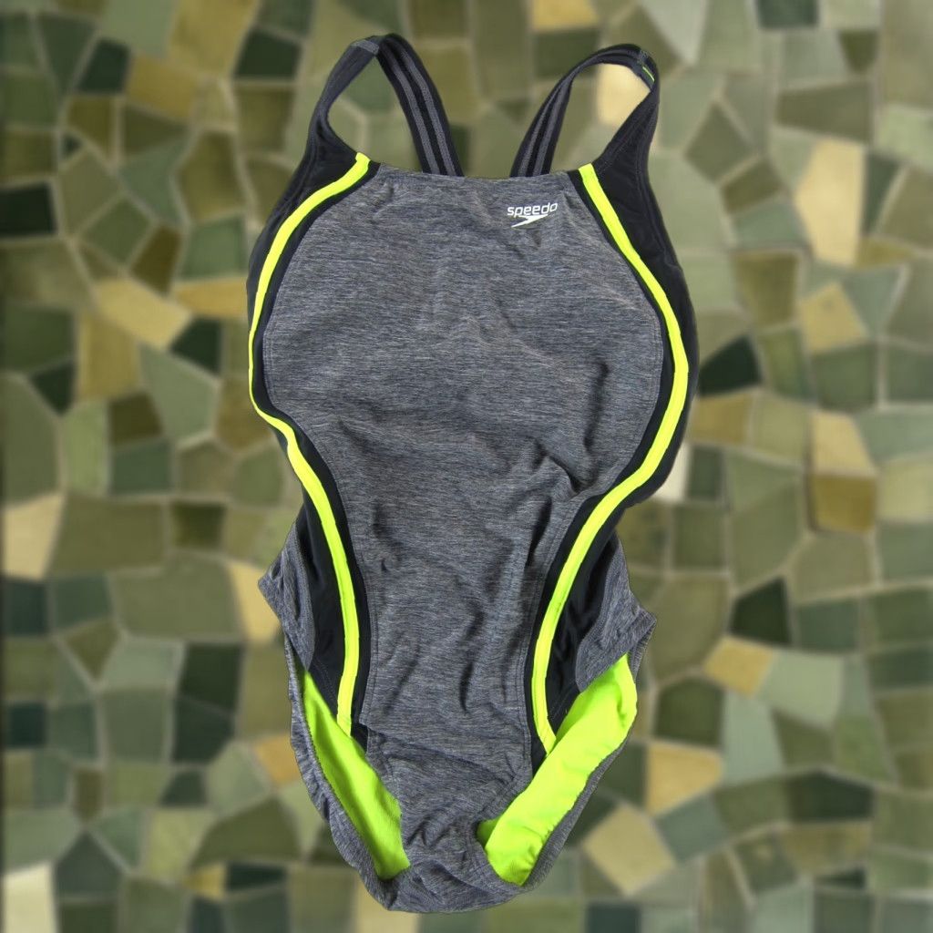 Speedo Speedo Grey Black Neon Green Racerback Hydro Bra Team One Piece Swimsuit Women 6 Size ONE SIZE - 1 Thumbnail