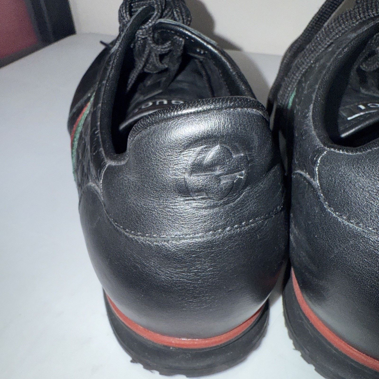 Gucci Authentic Gucci Men's Black Leather Web Sneakers Size 9.5 US Size US 9.5 / EU 42-43 - 15 Thumbnail