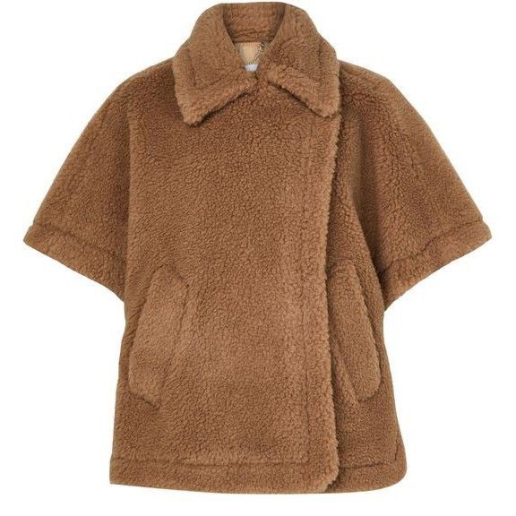 Max Mara MAX MARA Tebe Teddy Brown Fuzzy Cape Jacket New & Authentic Size ONE SIZE - 1 Thumbnail