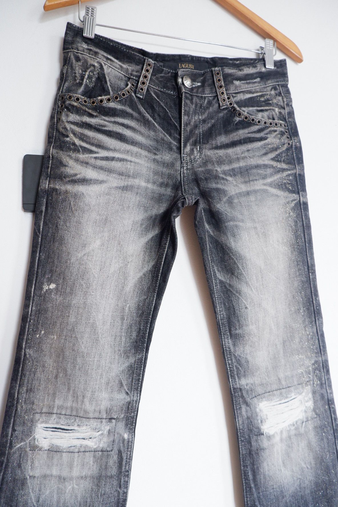 Tornado Mart Vintage Lagust Glitter Flare Jeans- Vkei Style Size US 28 / EU 44 - 5 Thumbnail