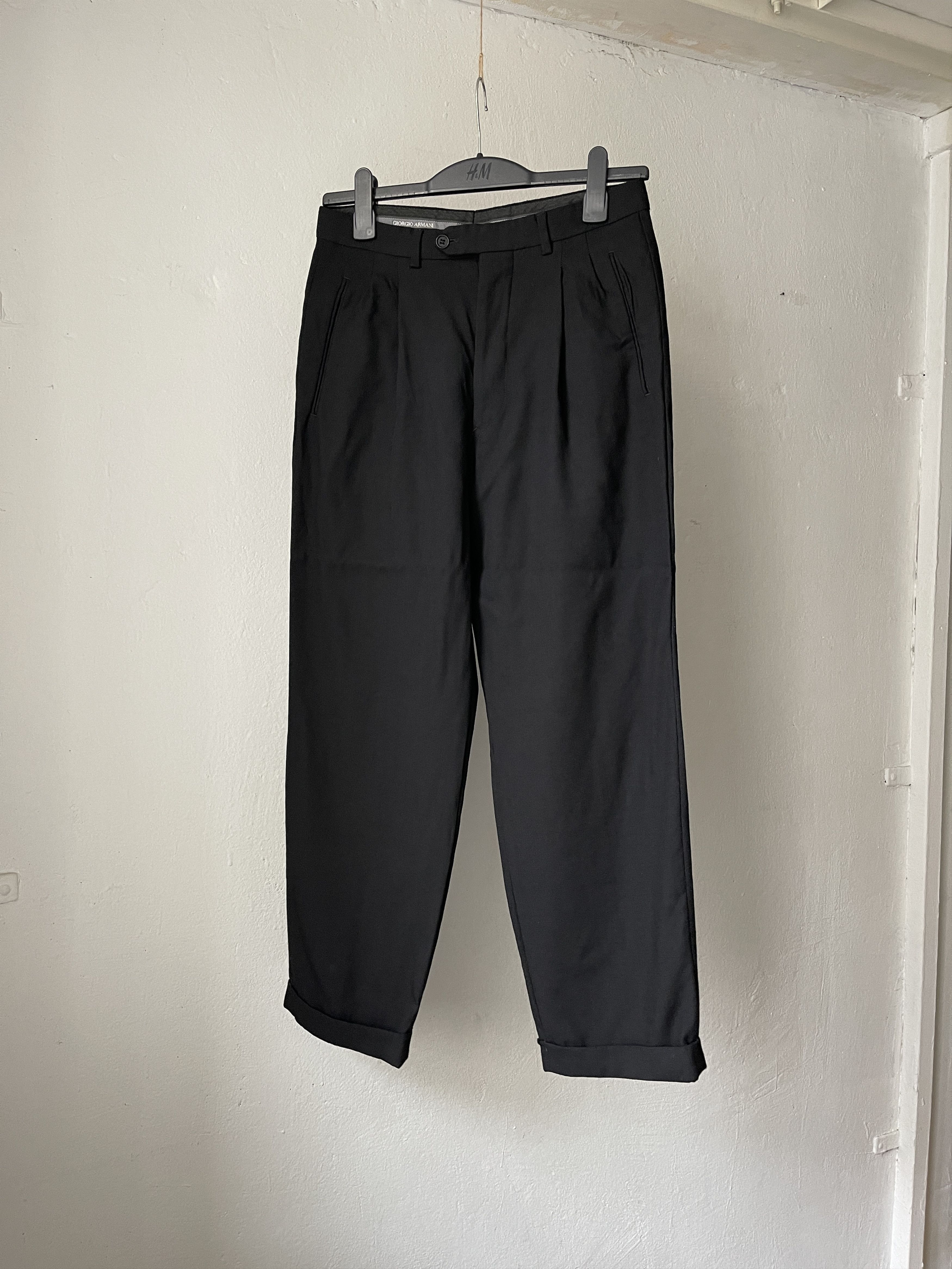 Armani Collezioni × Vintage Armani Collezioni Black Wool High Waist Formal Pants Size US 30 / EU 46 - 4 Thumbnail