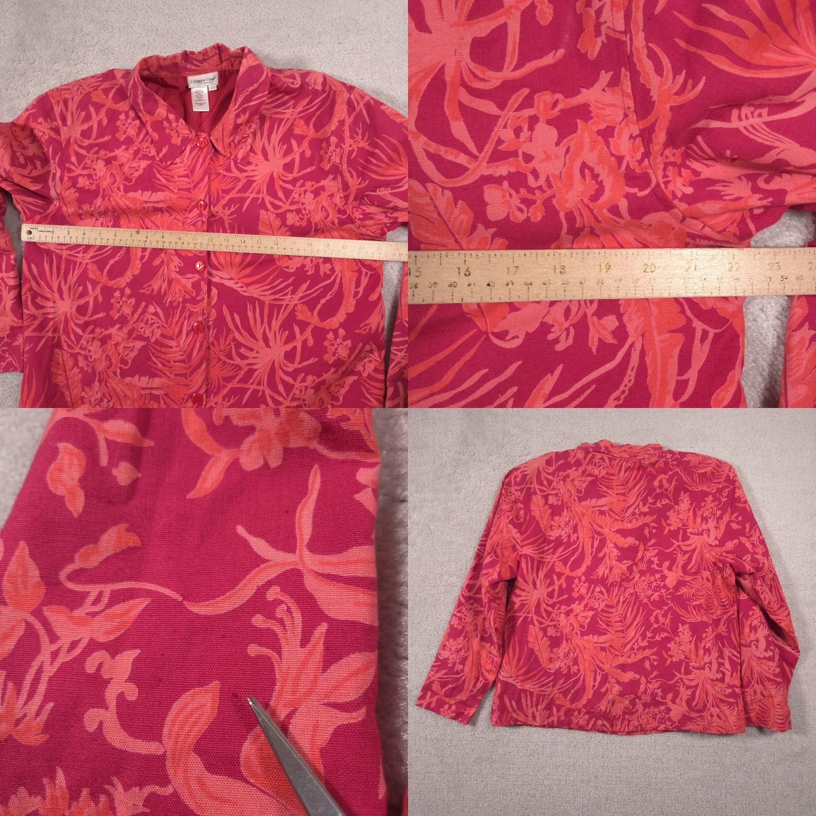 Coldwater Creek Coldwater Creek Shirt Womens L Pink Floral Tropical Button Front Lined Top Size L / US 10 / IT 46 - 8 Thumbnail