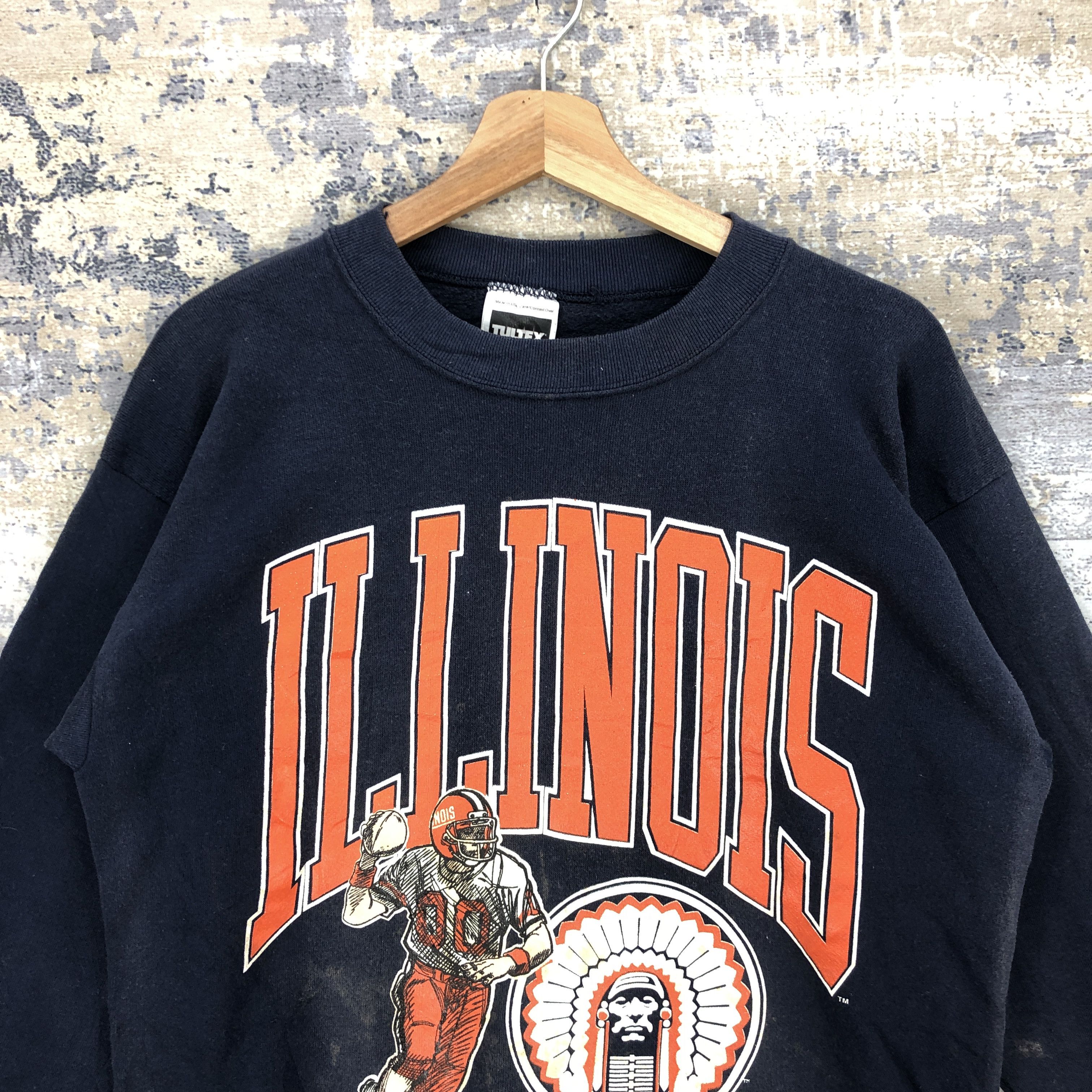 Vintage Vintage 90's The Illinois Fighting Illini Sweater Sweatshirt Size US M / EU 48-50 / 2 - 2 Thumbnail
